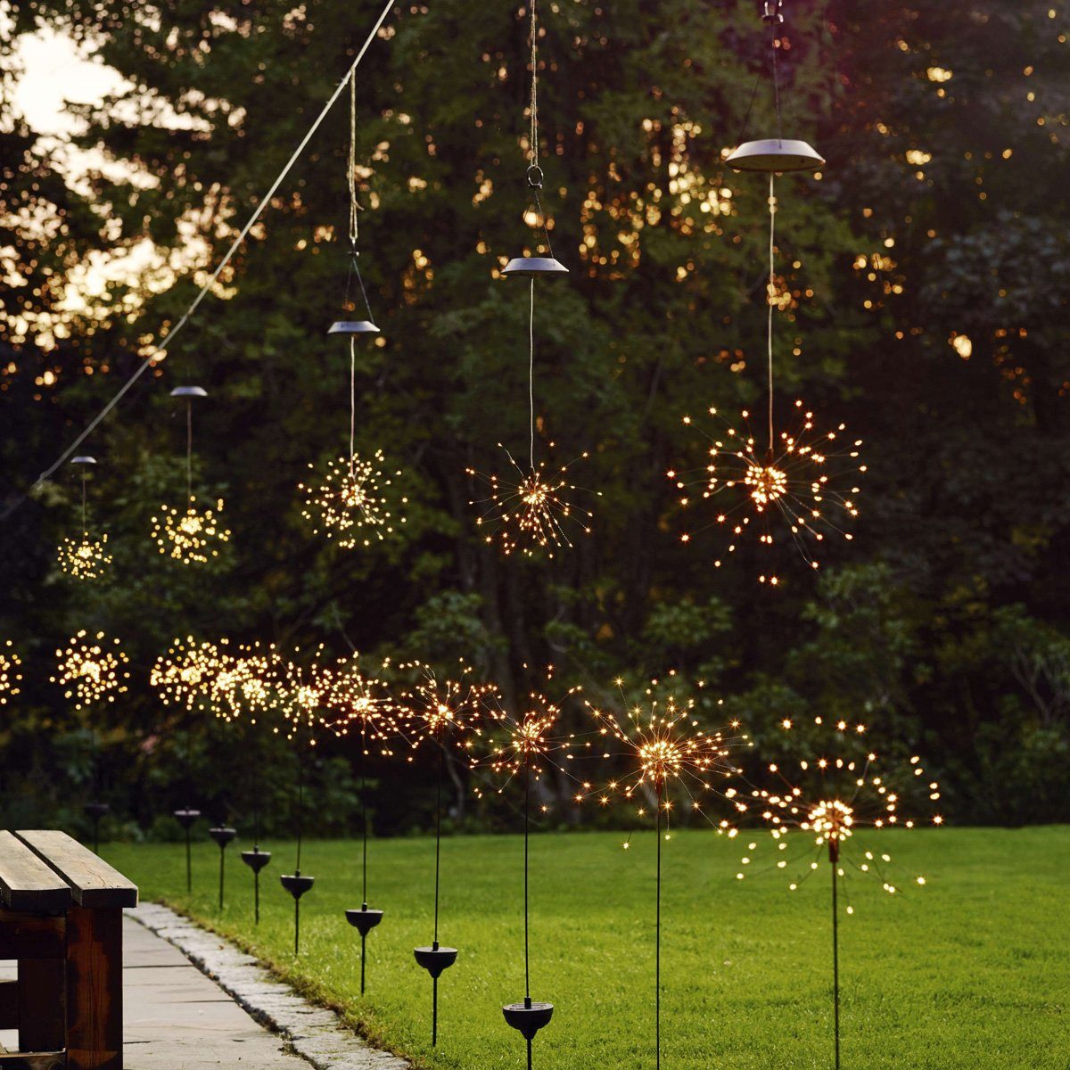 MARELIDA LED Solarleuchte LED Solarstab FEUERWERK Gartendeko 90 warmweiße L günstig online kaufen