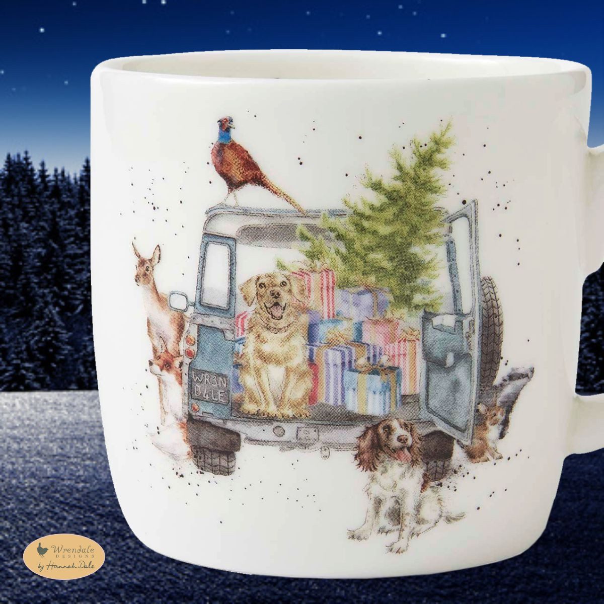 Wrendale Becher Wrendale Designs Porzellan-Becher Driving Home for Christmas, Porzellan
