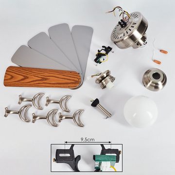 hofstein Tischturmventilator Deckenventilator aus Metall/MDF/Glas in Silber/Holzoptik/Braun/Weiß