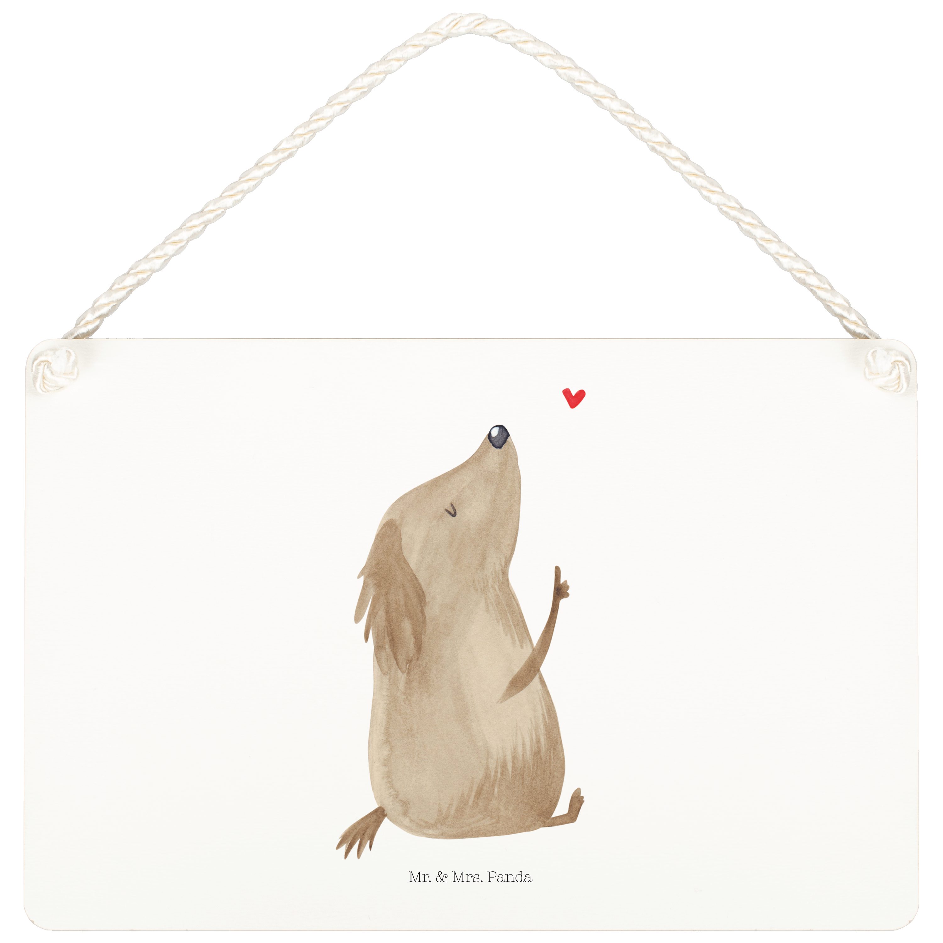 Hinweisschild Hund Liebe - Weiß - Geschenk, Holzschild, Hundeliebe, Sprüche, Wandde