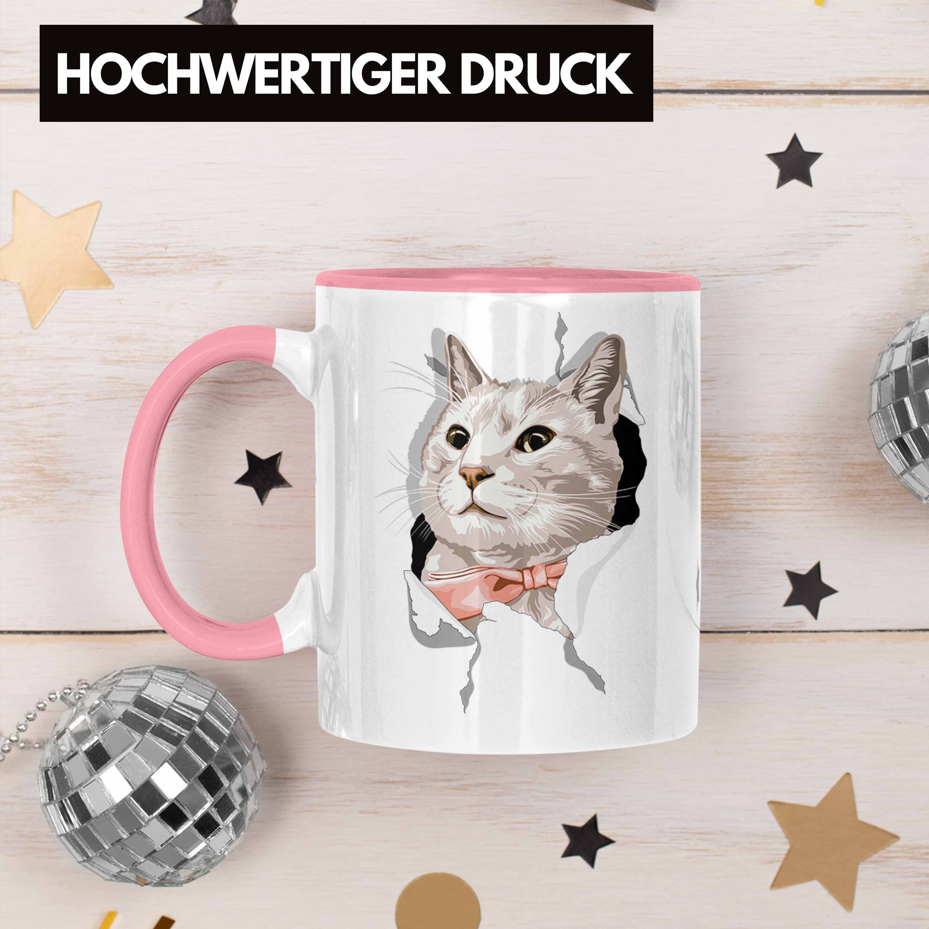Katzen - Katzengrafik Rosa Geschenk Geschenkidee 3D Tasse Tasse Trendation Trendation Lustige Katzenbesitzerin