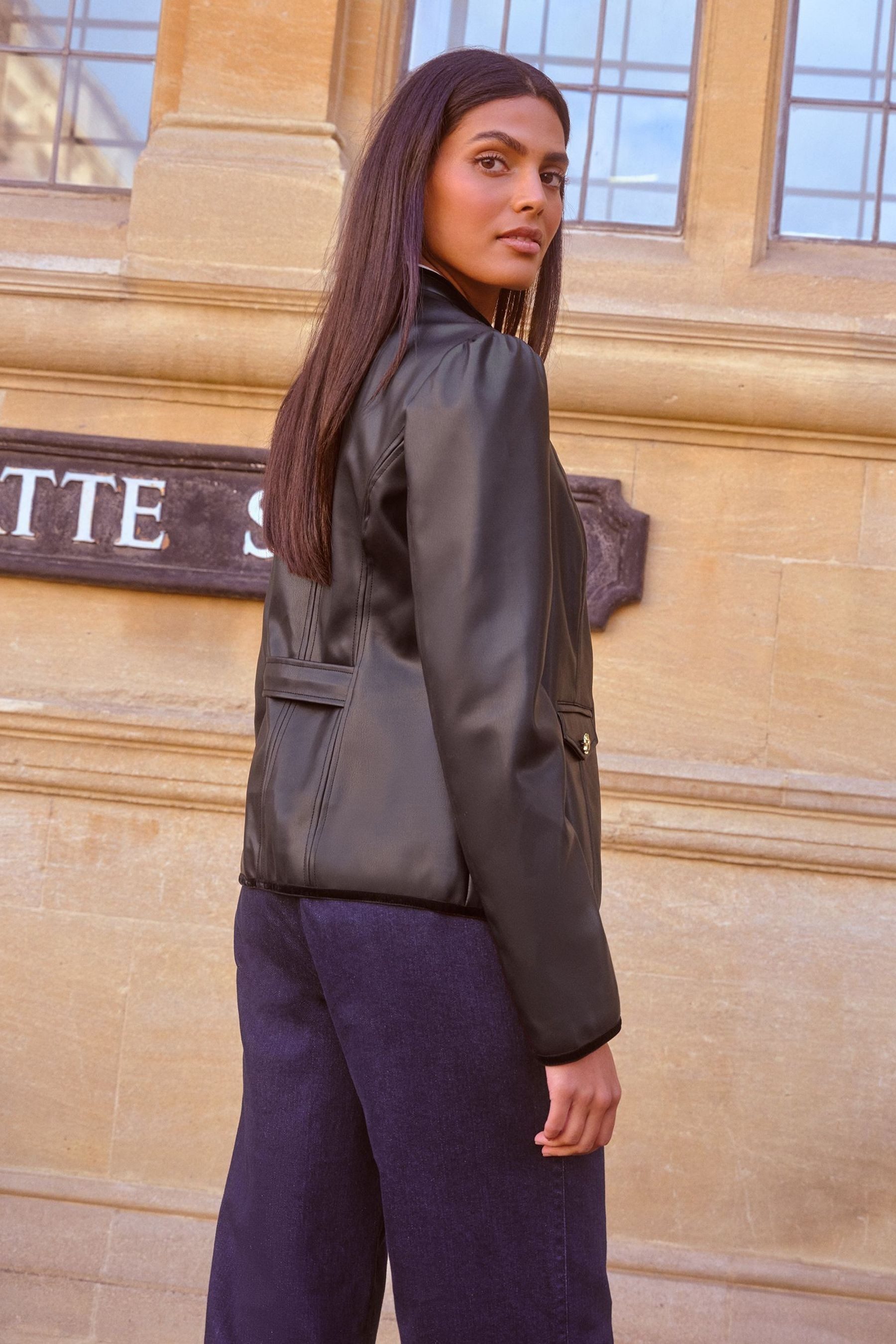 Love & Roses Lederjacke Love & Roses Uniformjacke aus Kunstleder (1-St)