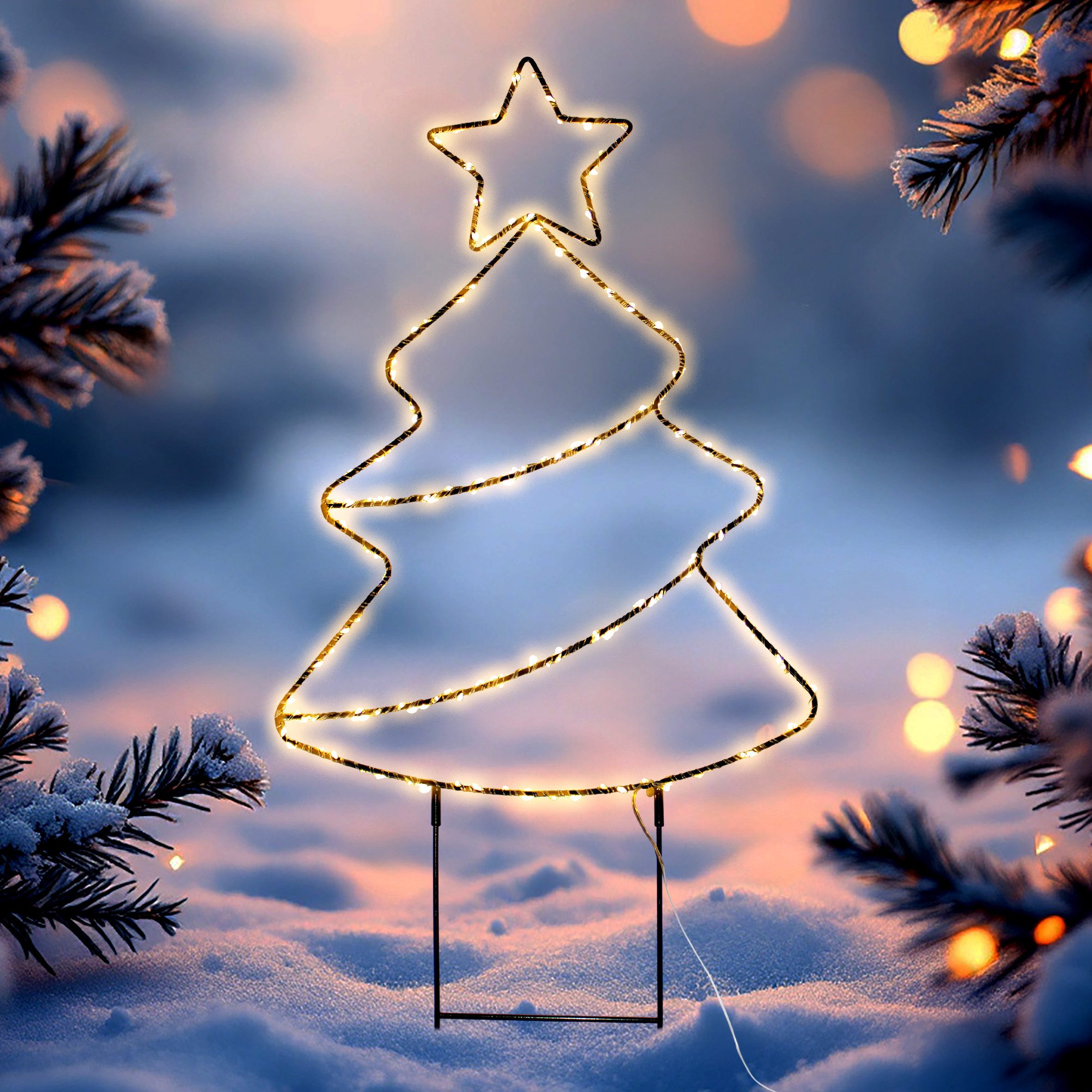 Spetebo Gartenstecker LED Weihnachtsbaum mit Timer 96 cm - 180 LED (Anzahl, 1-St., 1) Batterie betrieben mit Timer