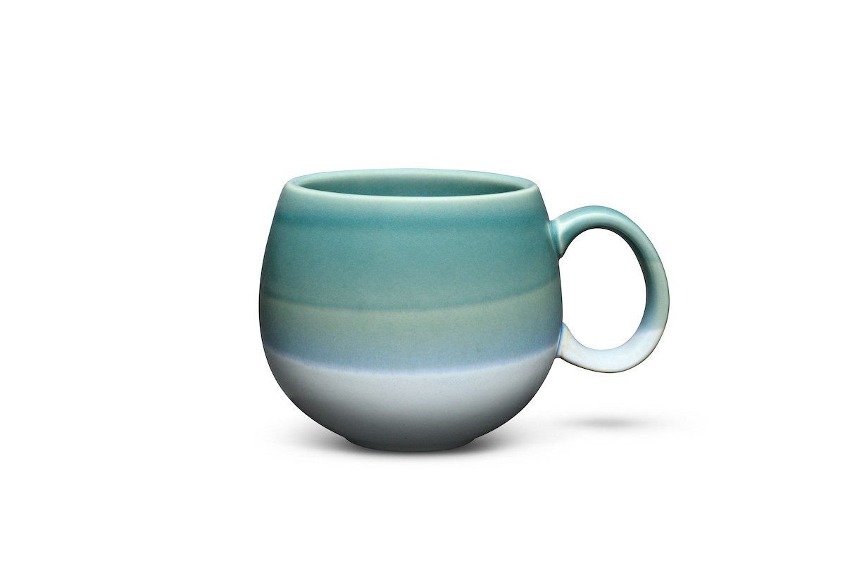 MAOCI teaware for your life Tasse Jumbotasse azur hellblau weiß Keramik 0,5 L, 1-tlg.