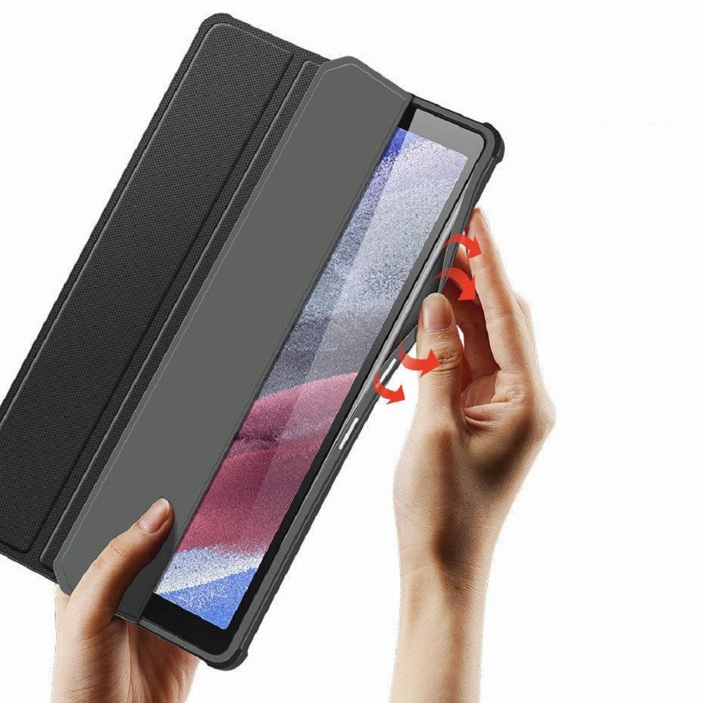 Dux Ducis Tablet-Hülle kompatibel mit Samsung Galaxy Tab S7 FE 12,4 Zoll, Tri-Fold Stand, Smart Sleep/Wake, Stifthalter, transparente Rückseite – Bild 4 von 5
