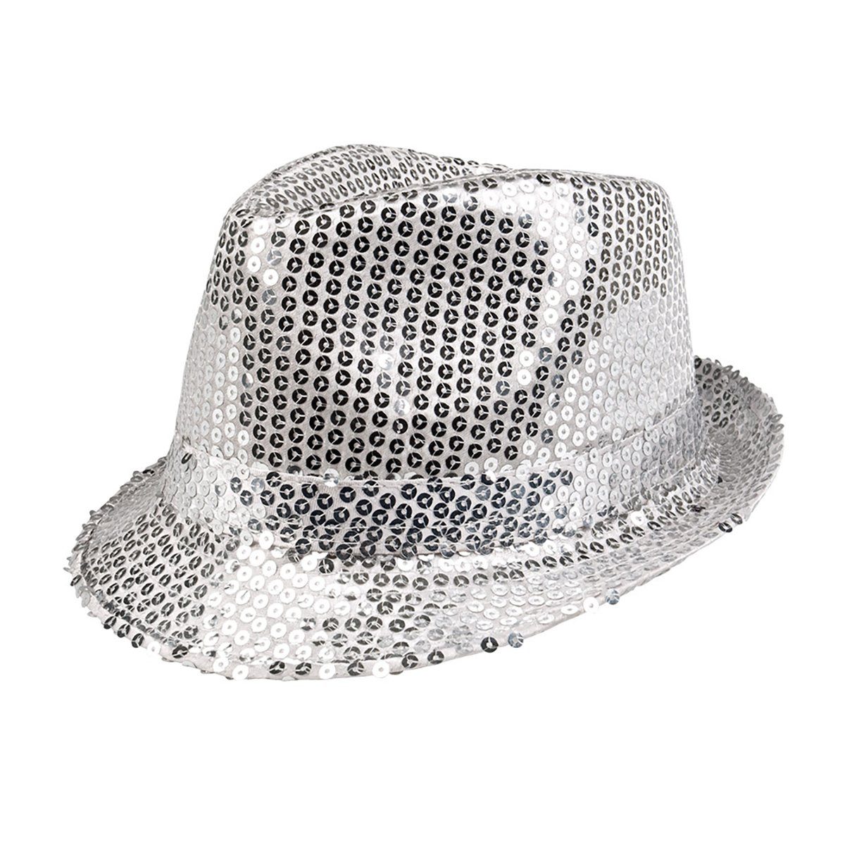 Metamorph Kostüm Paillettenhut silber, Glitter und Glam für den Kopf