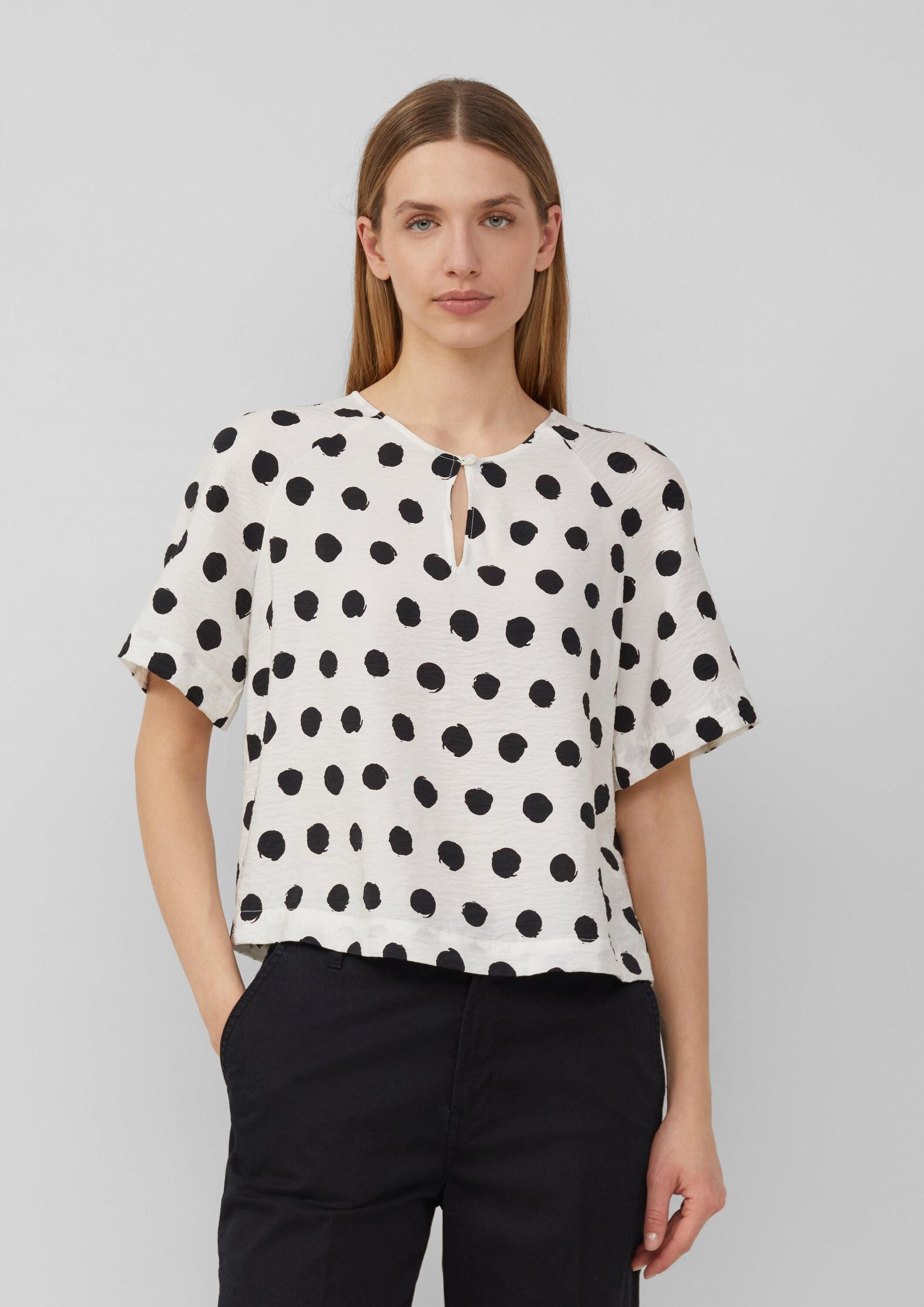 s.Oliver Kurzarmbluse Bluse Verkürzte Bluse aus strukturiertem Viskosemix günstig online kaufen