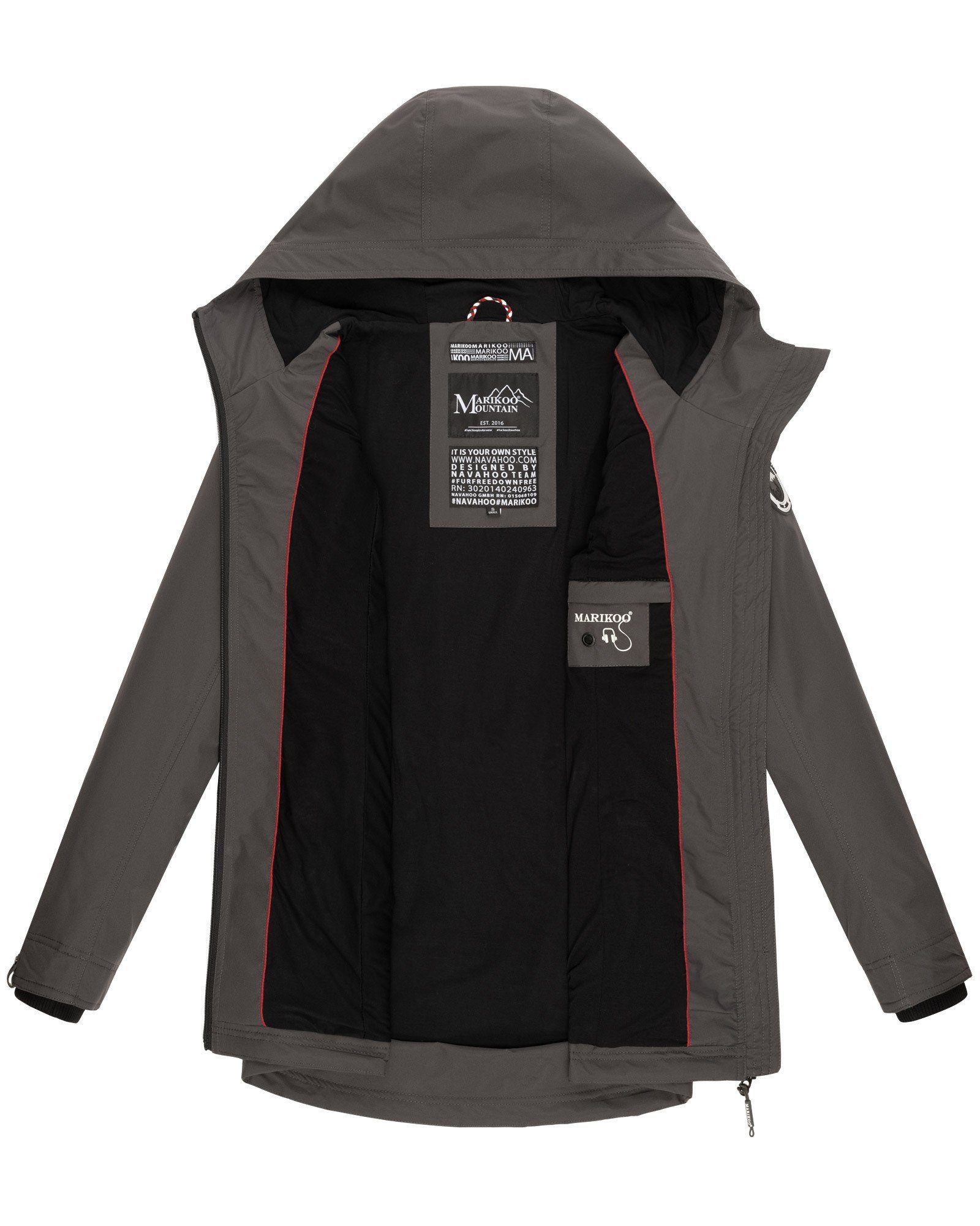 Marikoo Outdoorjacke Honigbeere sportliche Übergangsjacke mit Kapuze