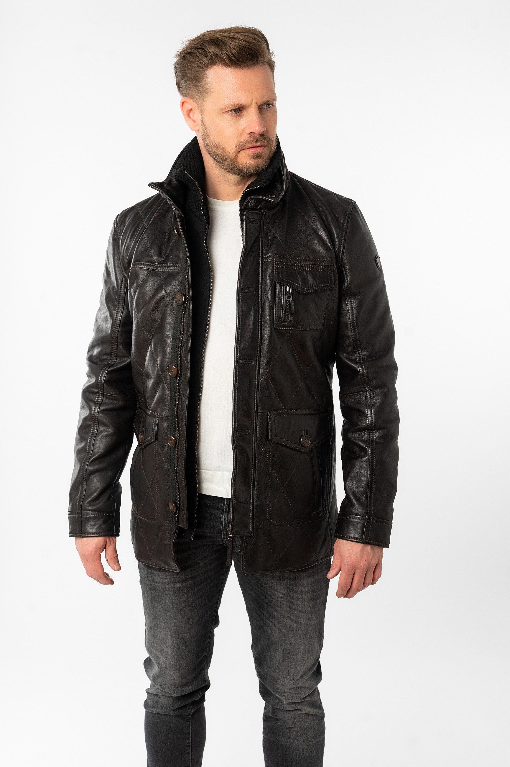 Mauritius Lederjacke MMCassimo mit Stehkragen, gesteppt günstig online kaufen