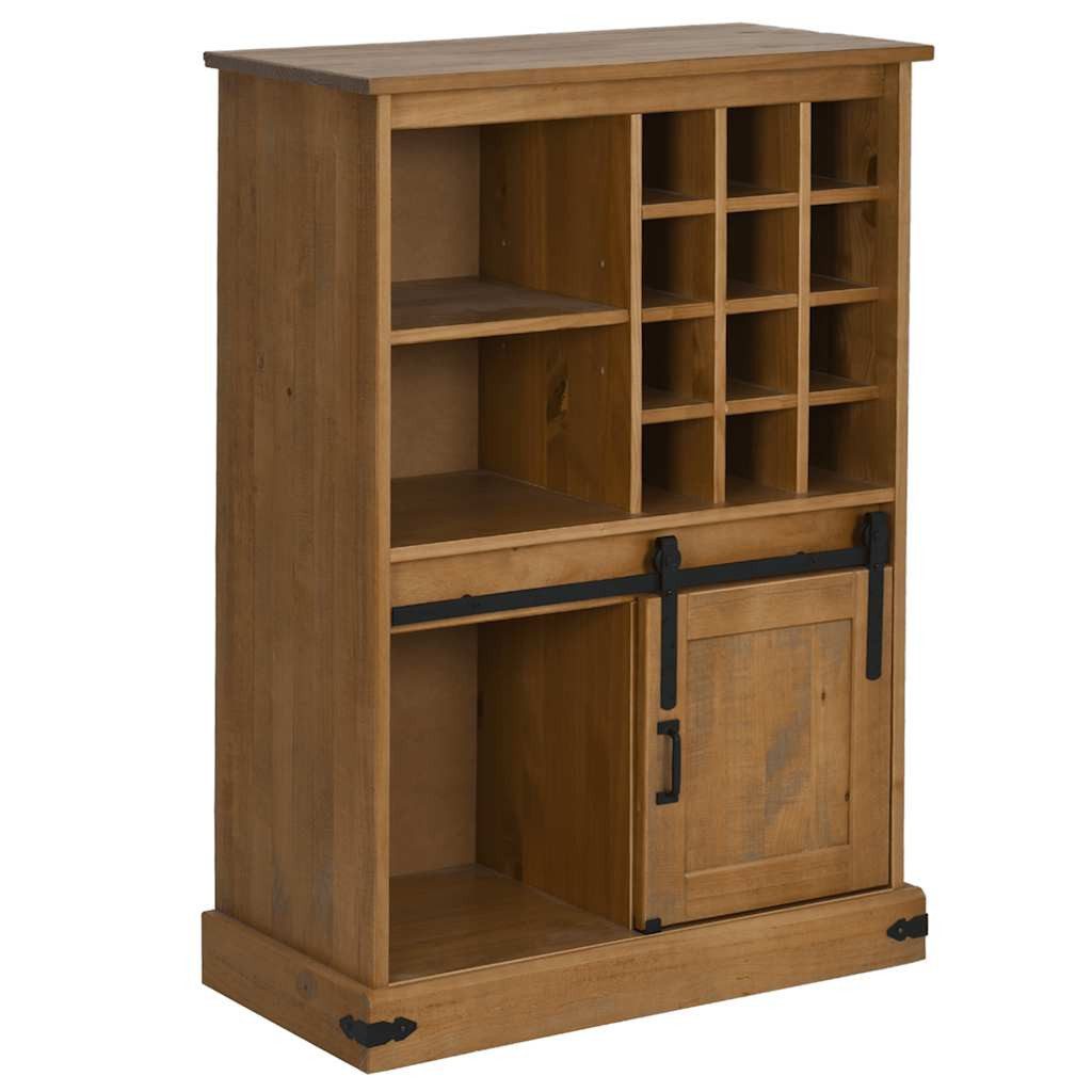 Barschrank Weinschrank HALDEN mit Weinregalen und Schiebetür Kiefer
