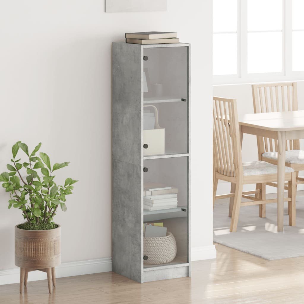 vidaXL Highboard Highboard mit Glastüren Betongrau 35x37x142 cm (1 St) günstig online kaufen