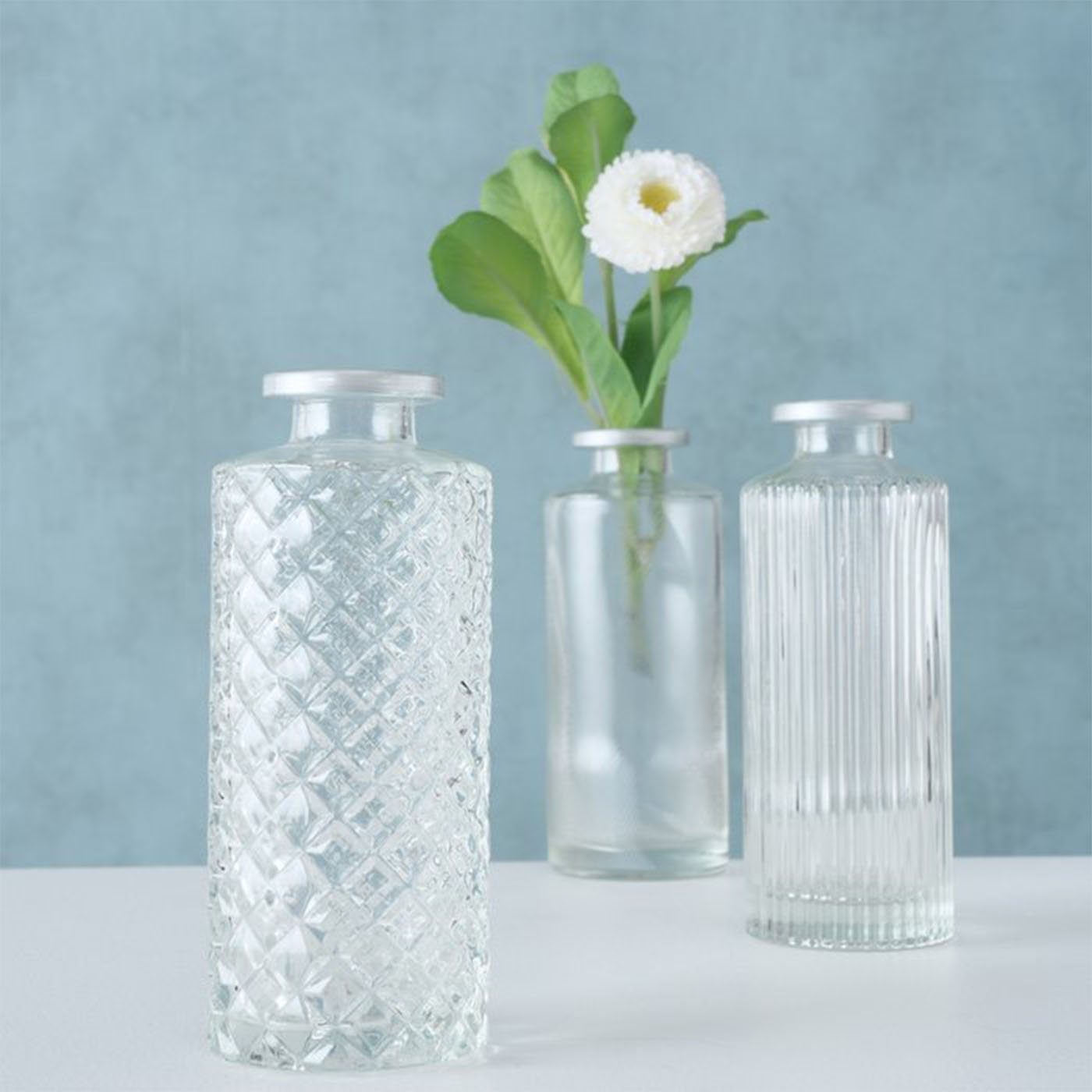 BOLTZE Tischvase Vase im Flaschenform Glas in aus Tischdekoration Set 3er