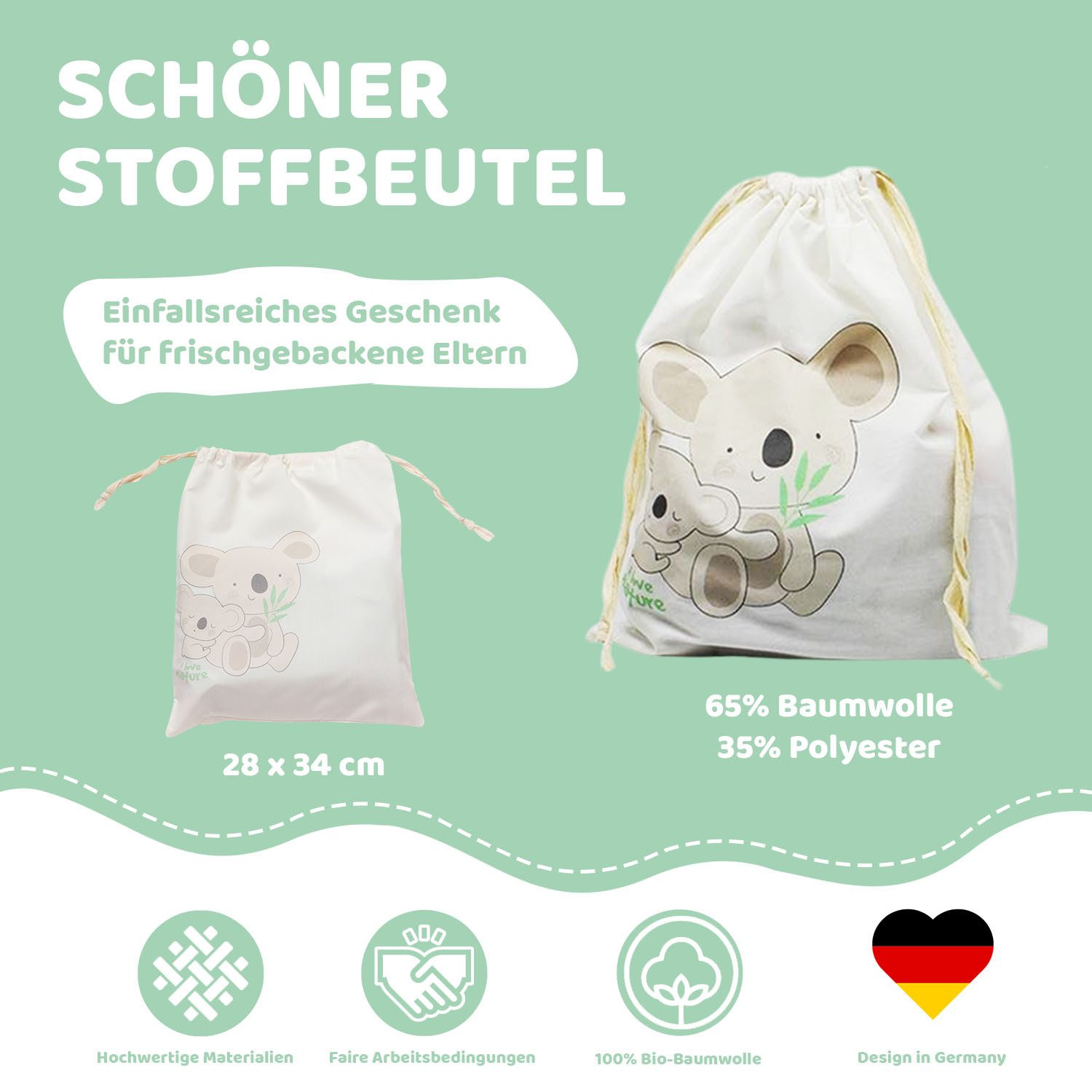 biorganic Langarmbody (5er Pack) für Jungen und Mädchen, Unisex, Mehrfarbig, Baby Body (Set, 6-tlg., 5er-Pack Bodys & 1 Beutel) Langarm, 100% Bio-Baumwolle, GOTS-zert., mit praktischen Druckknöpfen