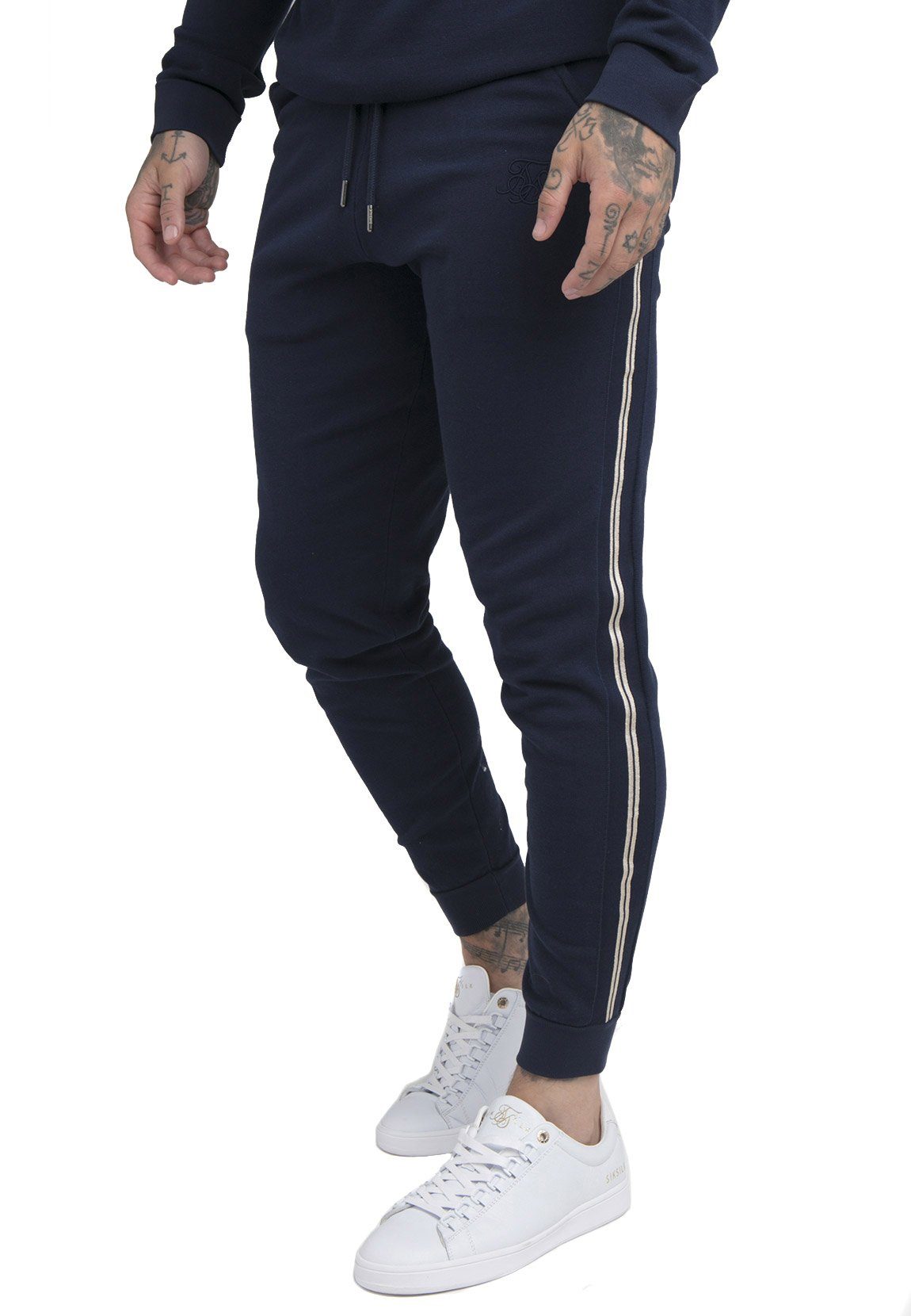 Siksilk Jogginghose SikSilk Herren Jogger INFINITY PANELLED PANTS SS-18840 Navy Dunkelblau