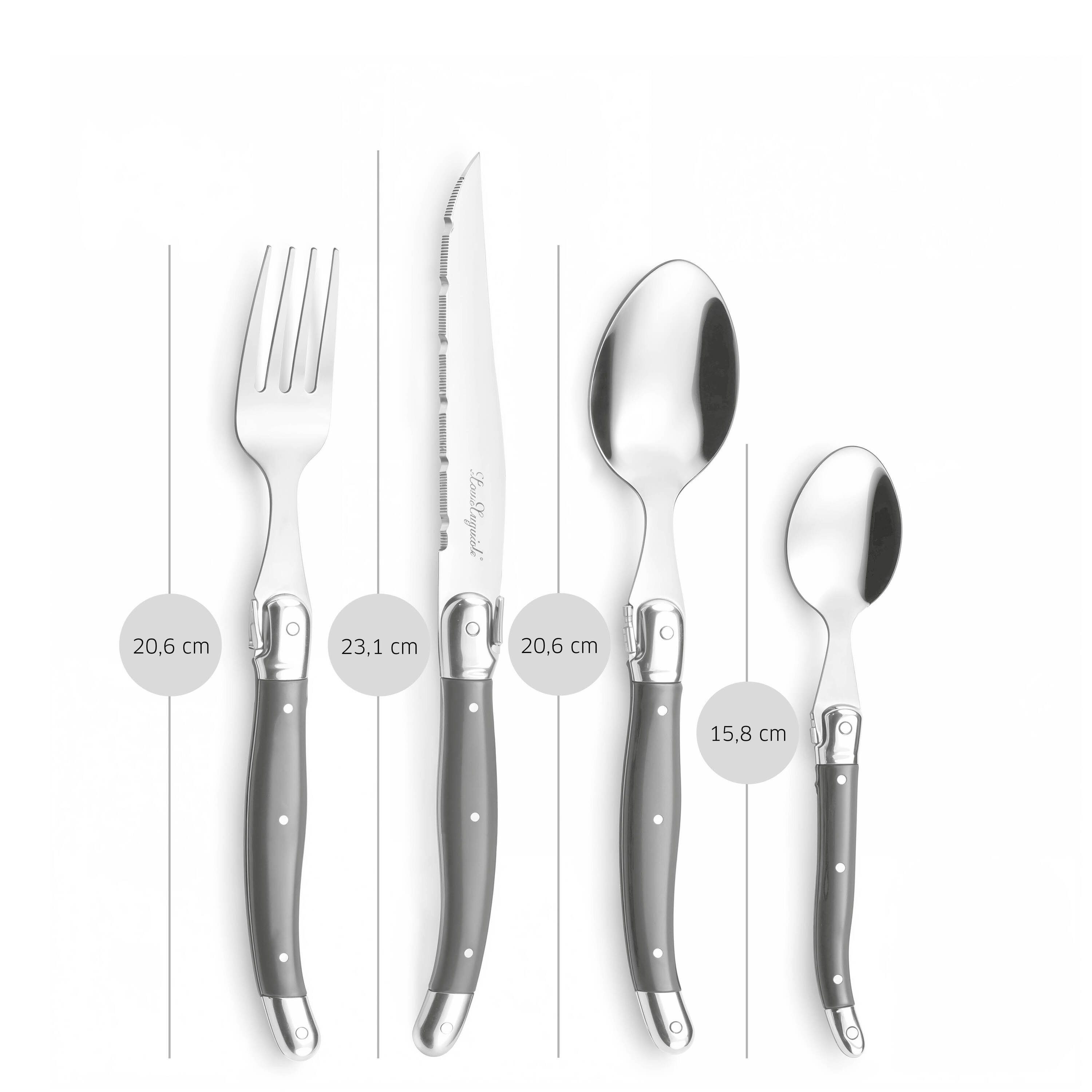 Lou Laguiole Besteck-Set TRADITION (24-tlg), 6 Personen, Edelstahl Rostfrei 18/0, spülmaschinenfest, mit taupe, hochglanzpoliert – Bild 3 von 5