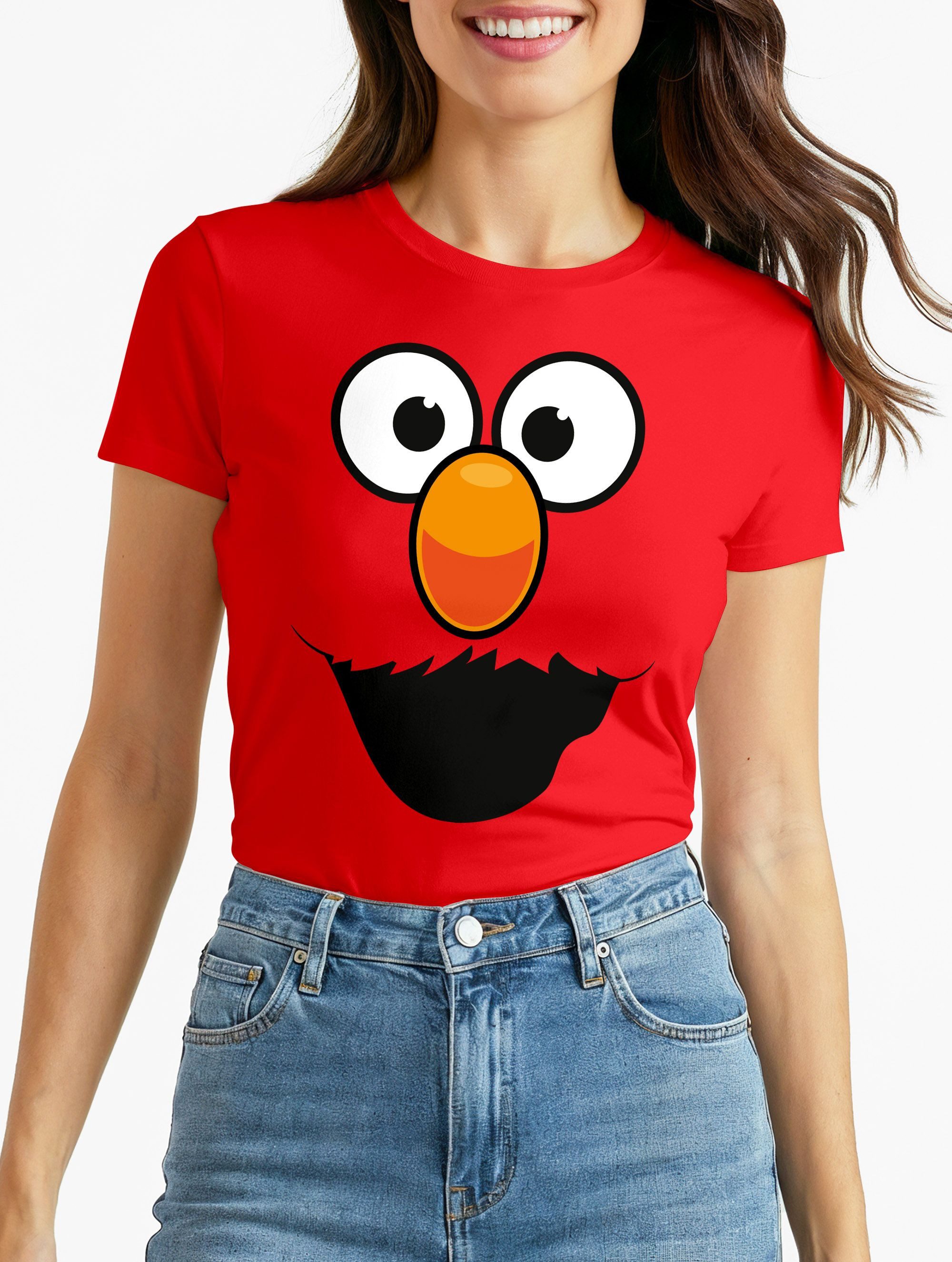 Print-Shirt Damen T-Shirt Fasching Karneval Keksmonster Krümel-Ungeheur Kostüm