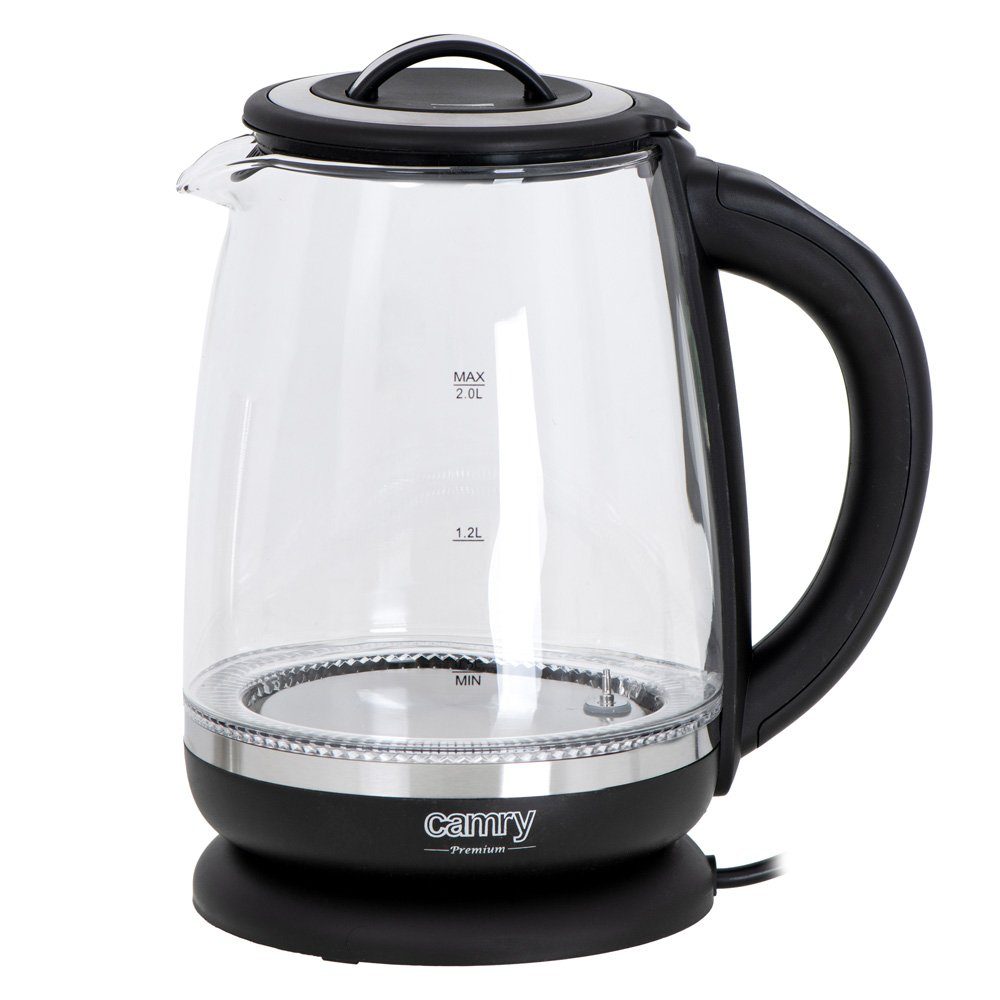 Camry Wasserkocher CR 1290 Wasserkocher Glas mit Temperatureinstellung 2 L 2200 Watt – Bild 2 von 5