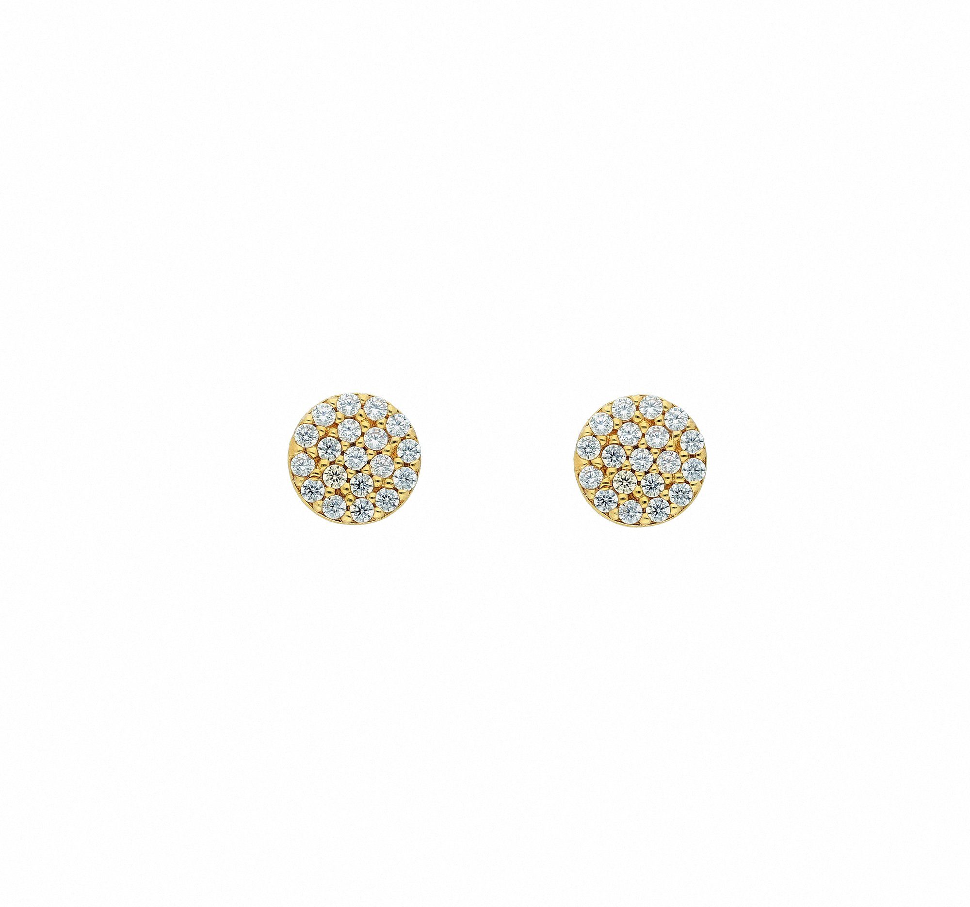 Paar Ohrhänger 1 Paar 333 Gold Ohrringe / Ohrstecker mit Zirkonia Ø 6 mm