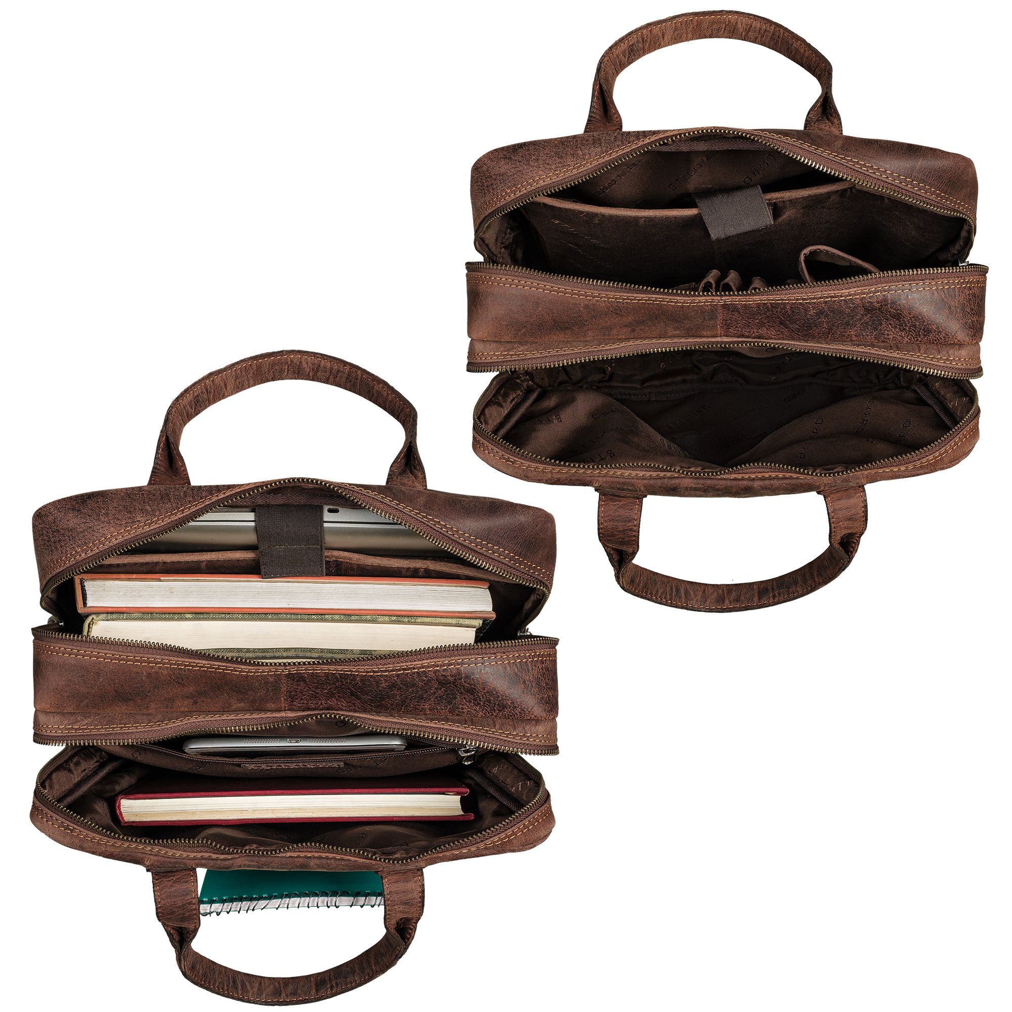 STILORD Notebookrucksack "Boris" Leder Business Rucksack mit Henkel