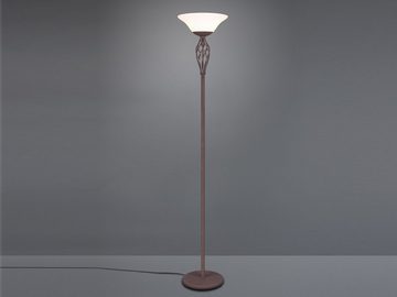 meineWunschleuchte LED Deckenfluter, LED wechselbar, Warmweiß, Stehlampe im Landhaus-stil mit Glas Lampenschirm, Rostoptik, H: 180cm