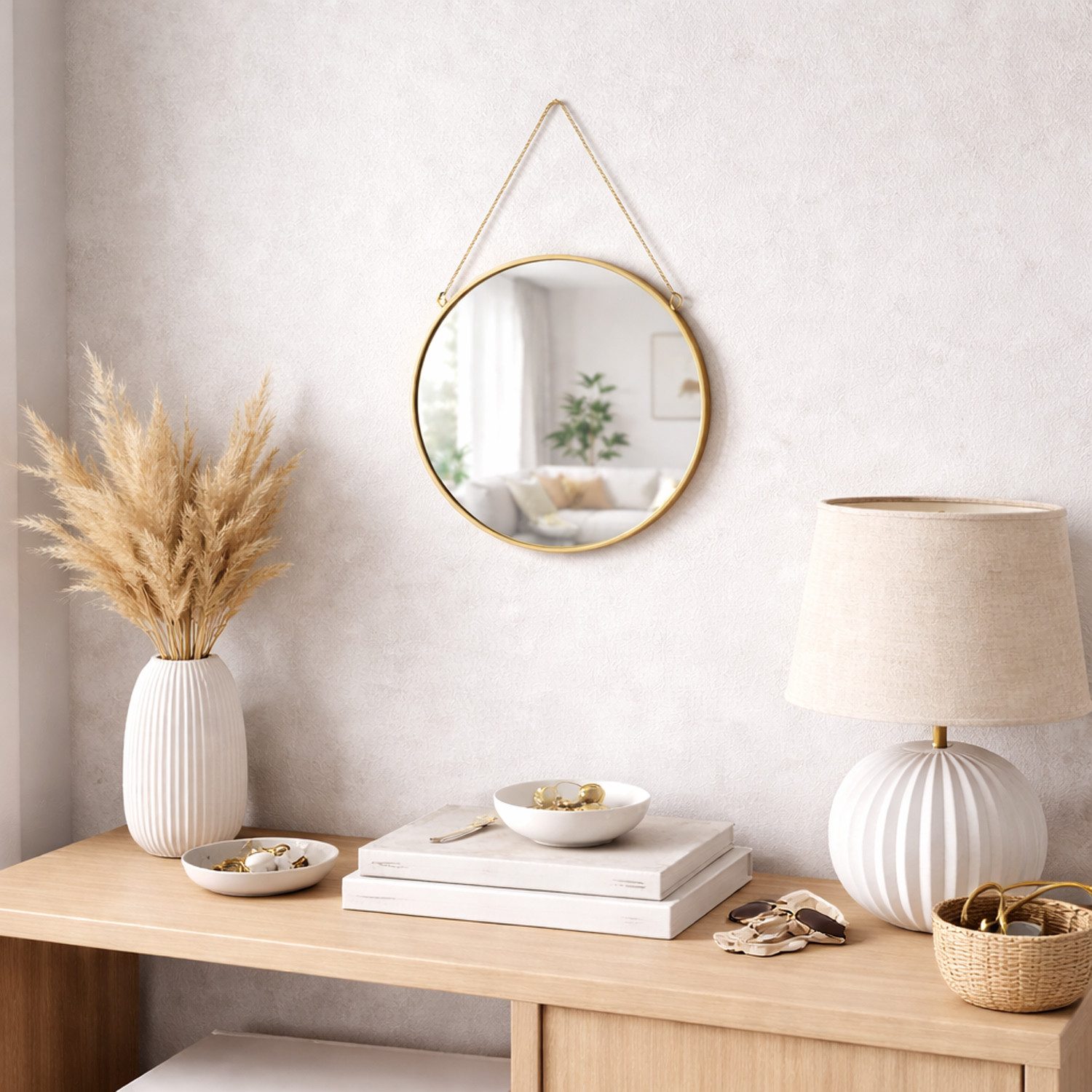 Mojawo Spiegel Wandspiegel Hängespiegel Spiegel Badspiegel rund Gold mit Ke günstig online kaufen