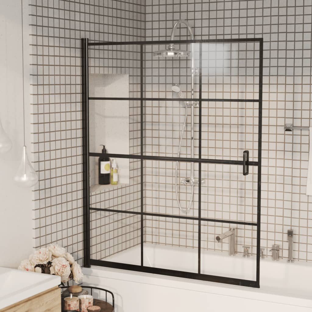 vidaXL Duschwand 116 x 140 cm Duschkabine ESG 116x140 cm Schwarz