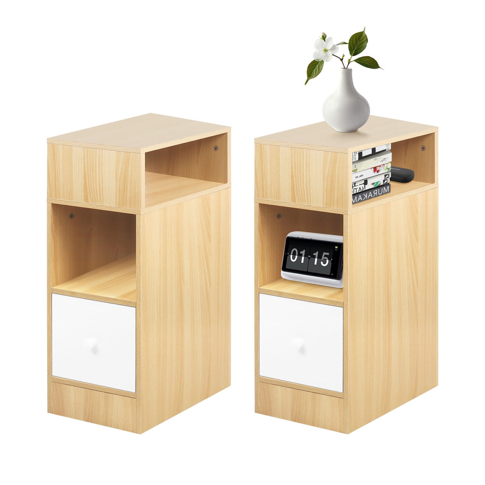 JEOBEST Nachttisch schmal, (2-St) Beistelltisch mit günstig online kaufen