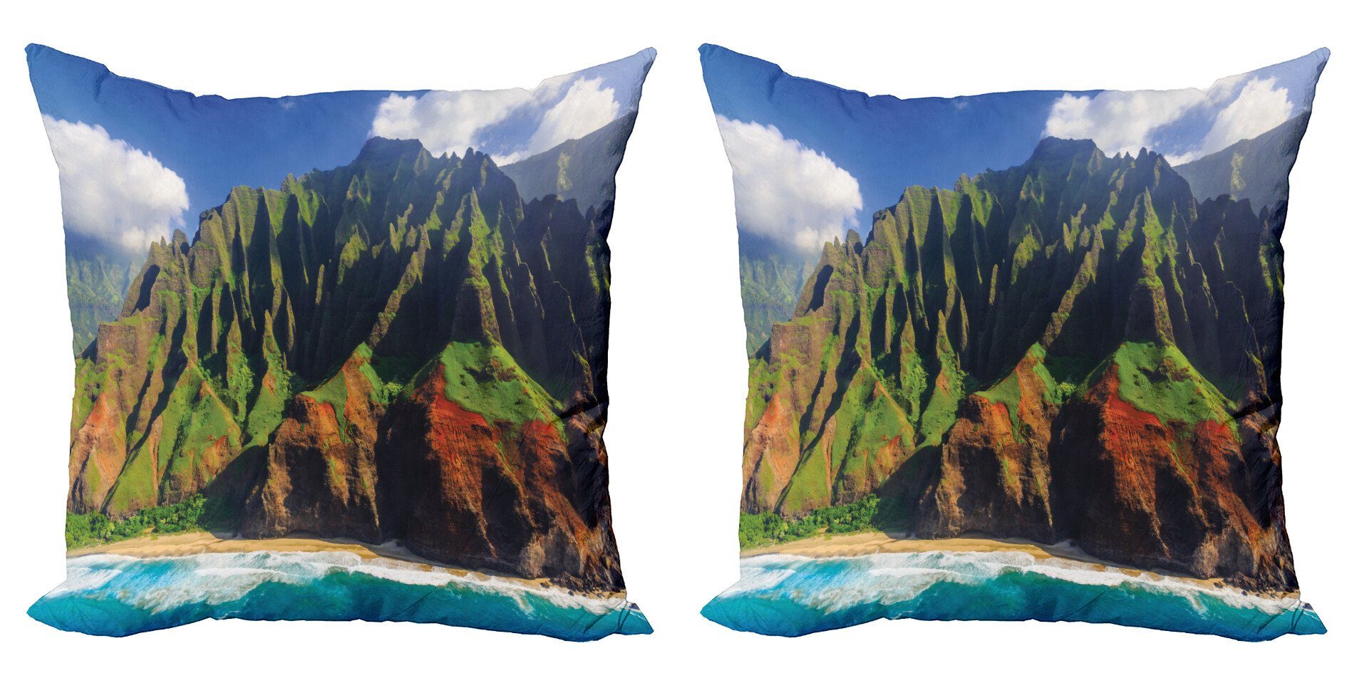 Digitaldruck, Abakuhaus Hawaii Meer Berge Modern (2 Stück), Accent Kissenbezüge Doppelseitiger Wolken