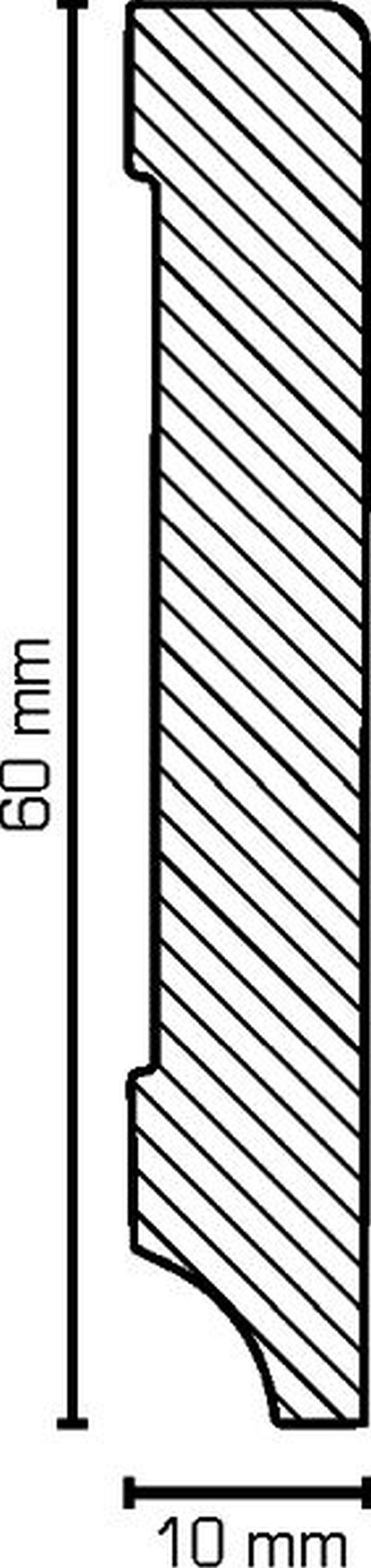 Südbrock Sockelleiste Sockelleiste weiß Holz 10 x 60 mm Kiefer lackiert RAL 9016 Fußleiste, L: 250 cm, H: 6 cm, 1-St.