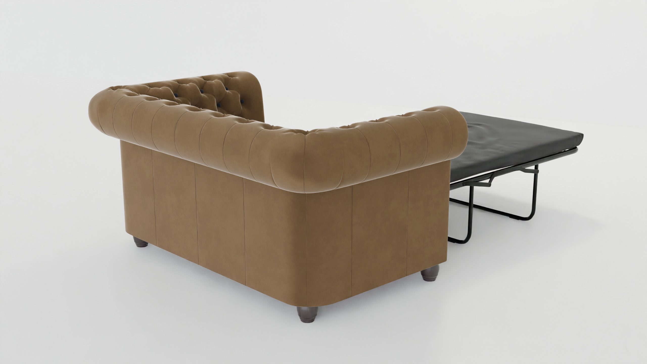 S-Style Möbel Polstergarnitur Chesterfield Lena mit Schlaffunktion 3+2+1 aus Samt-Stoff, Holzfüßen, (3-Sitzer-Sofa, 2-Sitzer-Sofa mit Schlaffunktion, Sessel), mit Wellenfederung