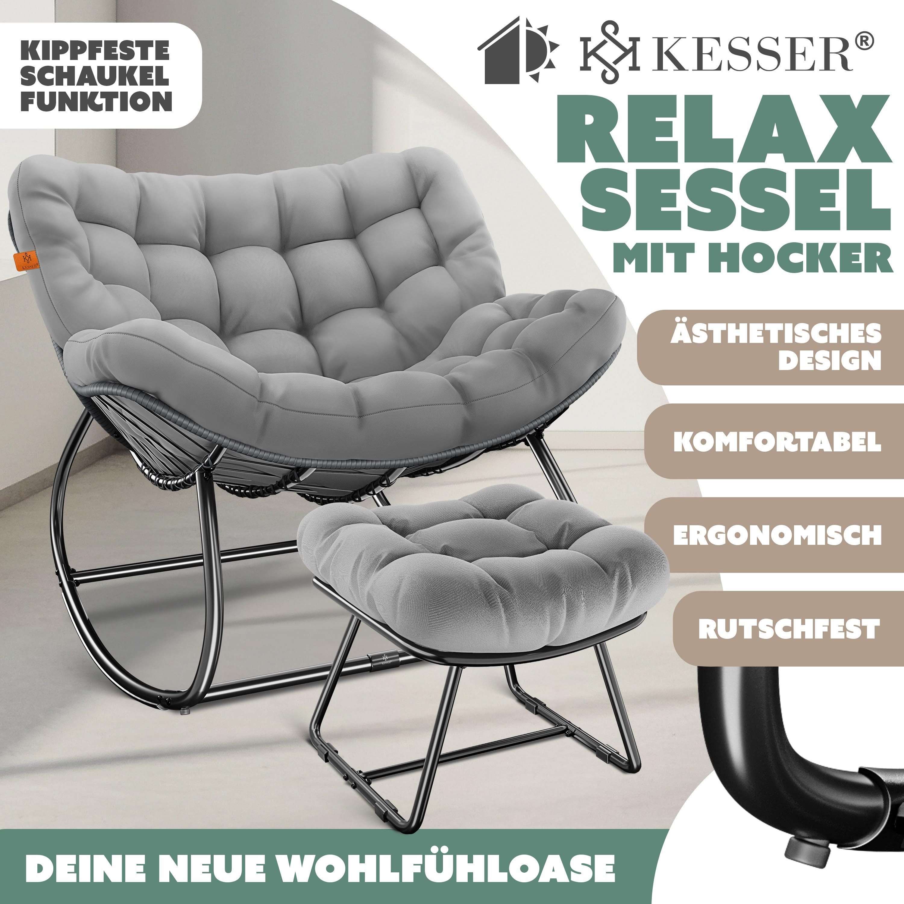 KESSER Schaukelstuhl Schaukelsessel Chillexer Pro mit Fußstütze für drinnen günstig online kaufen