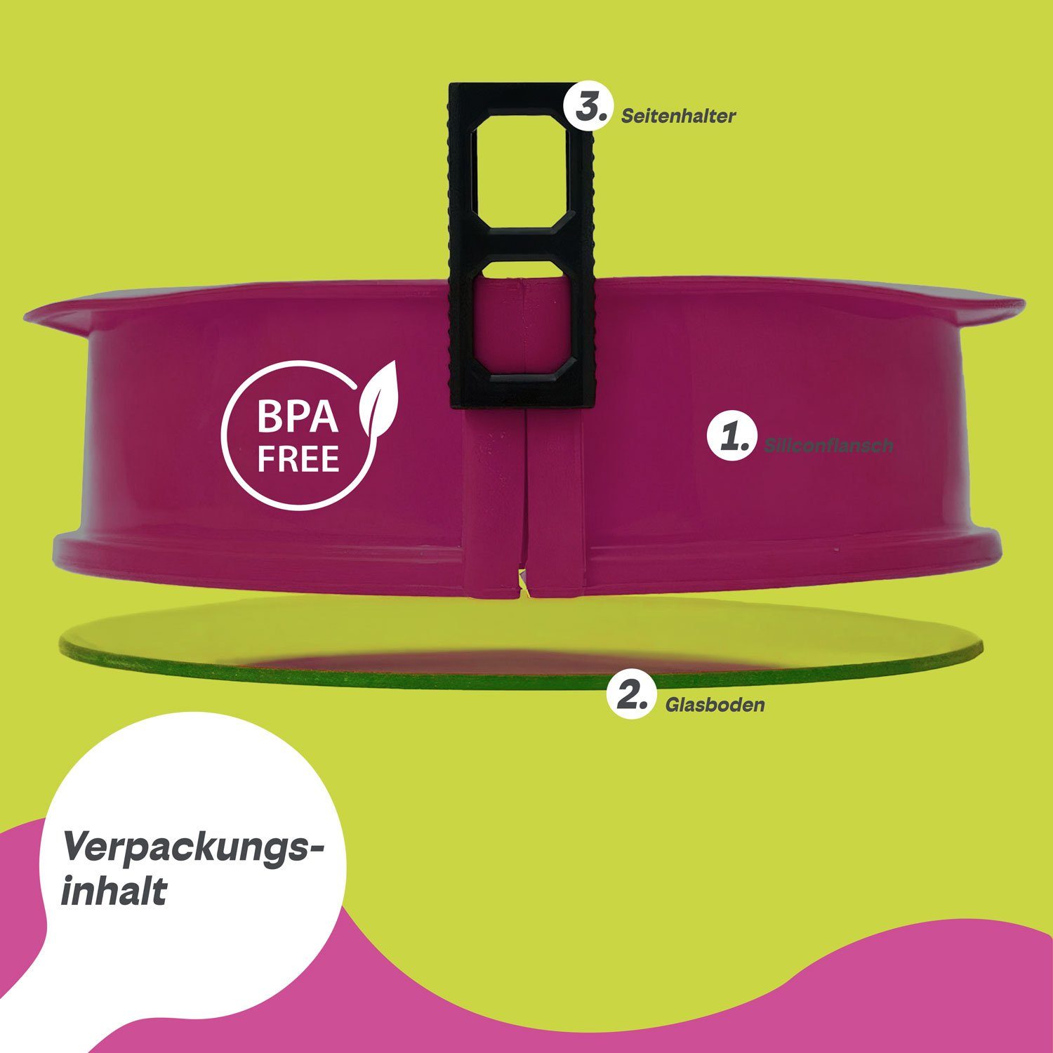 Goods+Gadgets Backform GOODS+GADGETS Silikon Springform Backform 23 cm mit Glasboden, Antihaftbeschichtete Kuchen-Form & Glasboden
