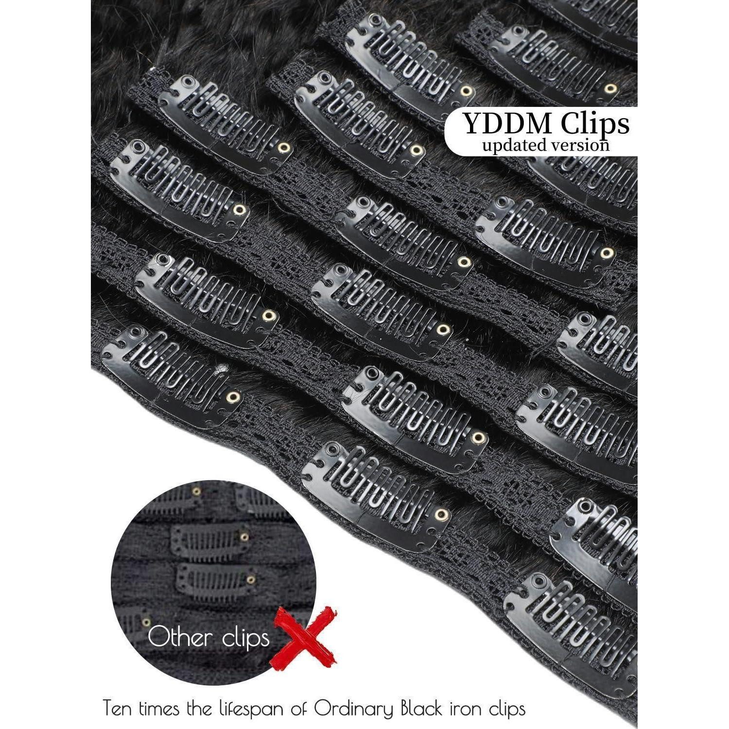 LuxusKollektion Echthaar-Extension Haarverlängerungen Clip In Kinky Curly Natural Black 12zoll-31cm-120g