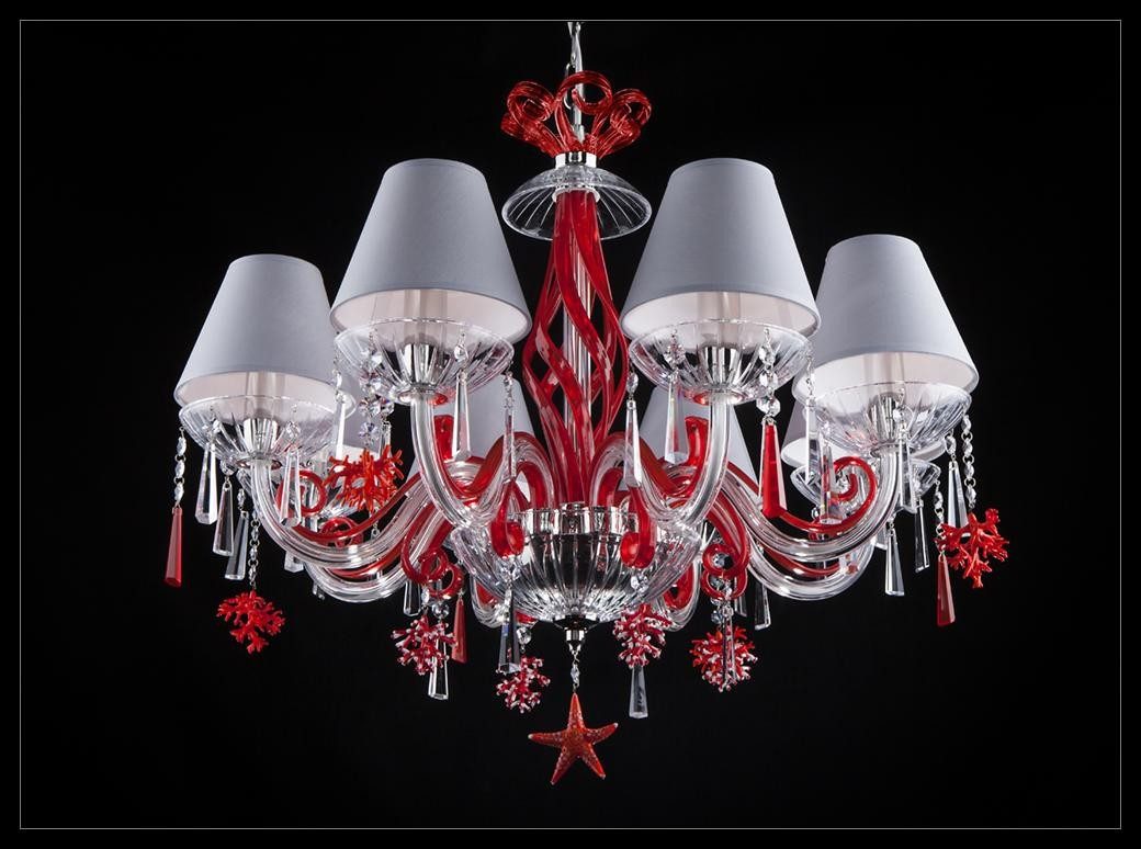 JVmoebel Kronleuchter Antike Deckenlampe in Rot mit Kristall-Design und warmem Licht, Warmweiß, Made in Europa