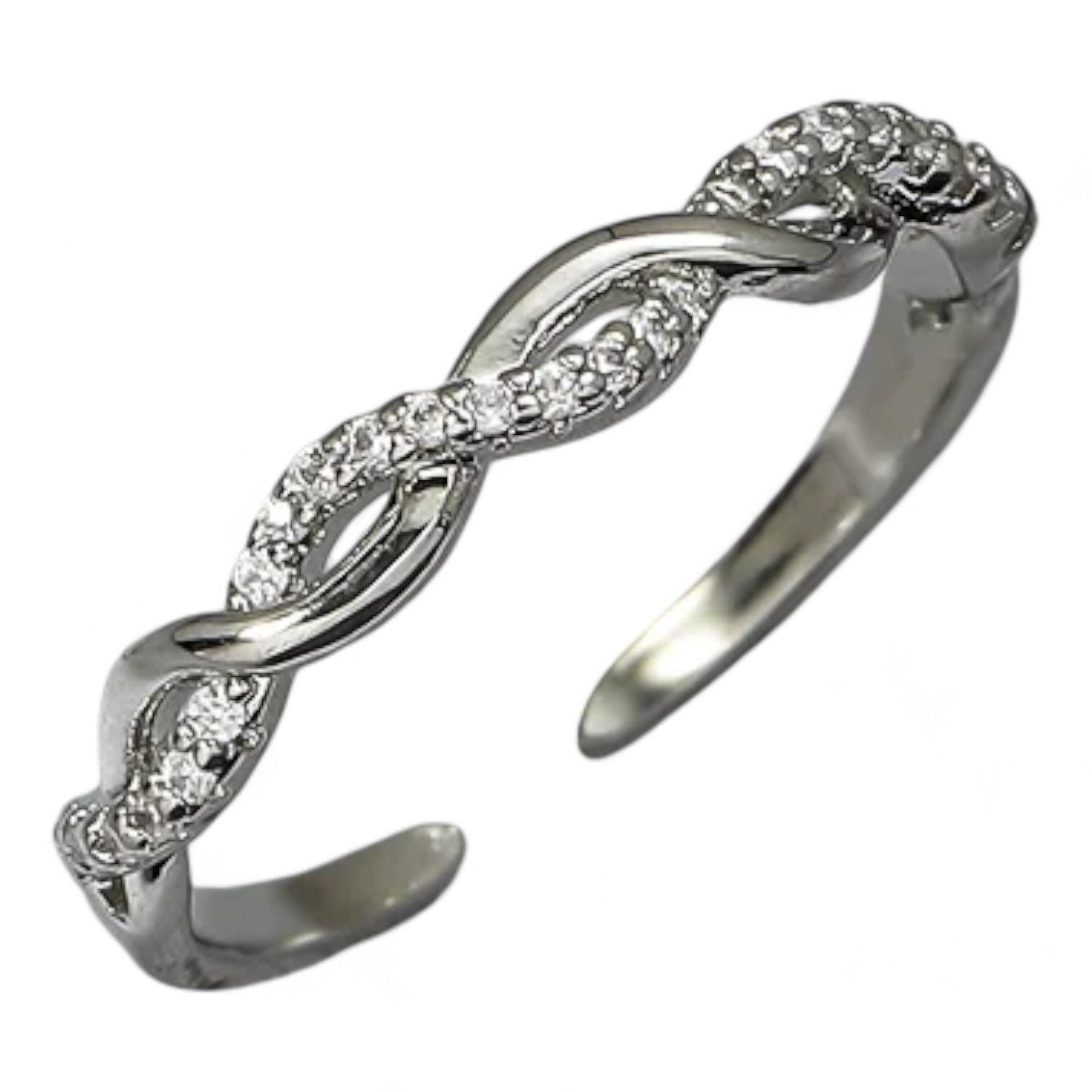 Eyecatcher Fingerring Offener Ring Undendlichkeit geflochten Silber, Größenverstellbar, Unendlichkeits Ring, Freundschafts Ring