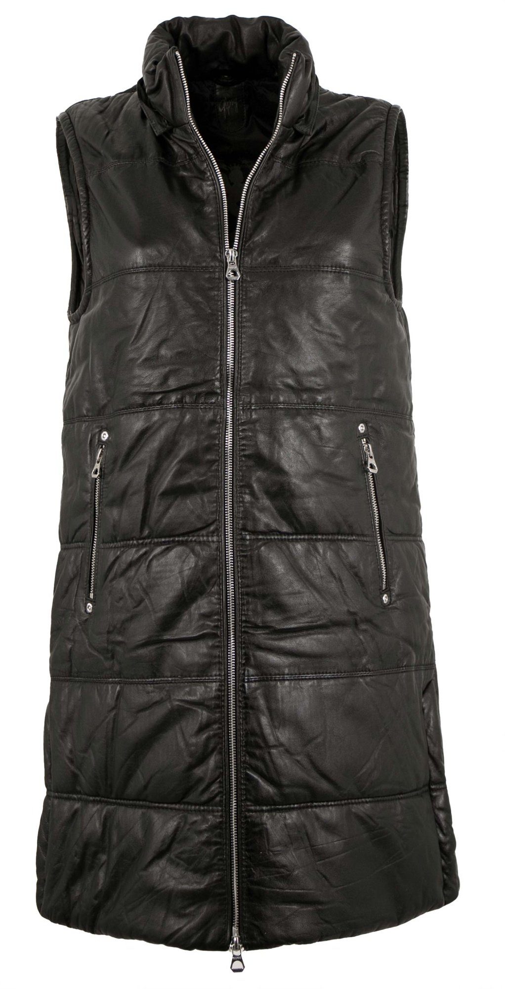 Gipsy by Mauritius Lederjacke GWVeo Gipsy - Damen Lederweste Steppweste Kapuze schwarz