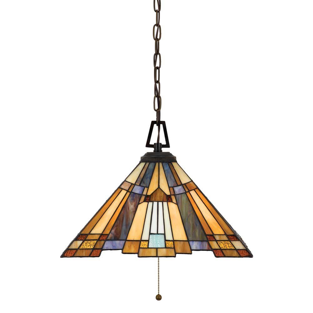 Elstead LIGHTING Pendelleuchte, Leuchtmittel nicht inklusive, Hängeleuchte Deckenlampe Pendelleuchte Tiffany-Glas Metall Bronze 3
