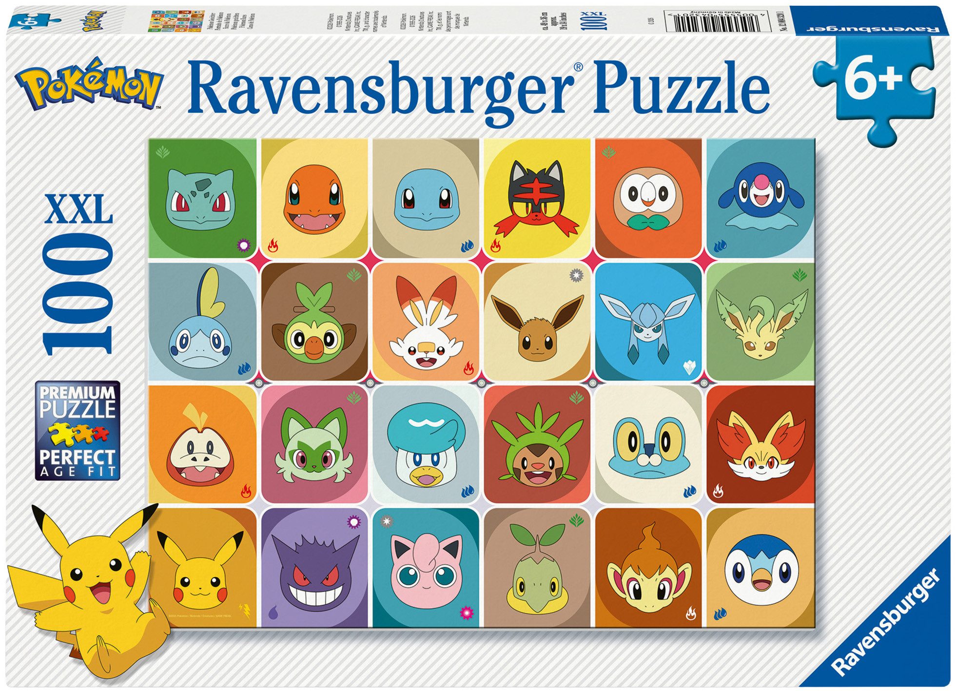 Ravensburger Puzzle Pokémon, Pokémon Gesichter, 100 Puzzleteile, Made in Germany