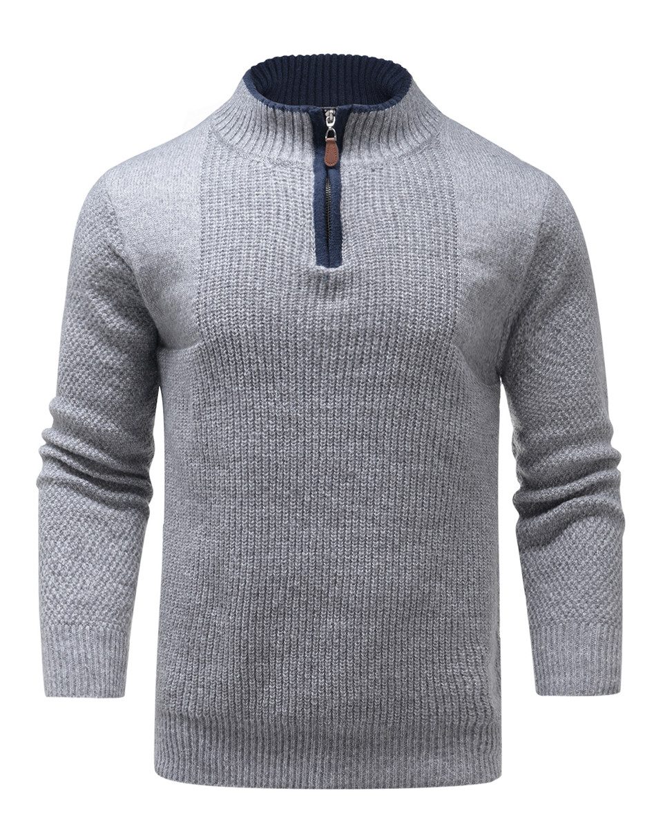 Allthemen Strickpullover mit Reißverschluss Troyer Zip Herren casual Stehkr günstig online kaufen