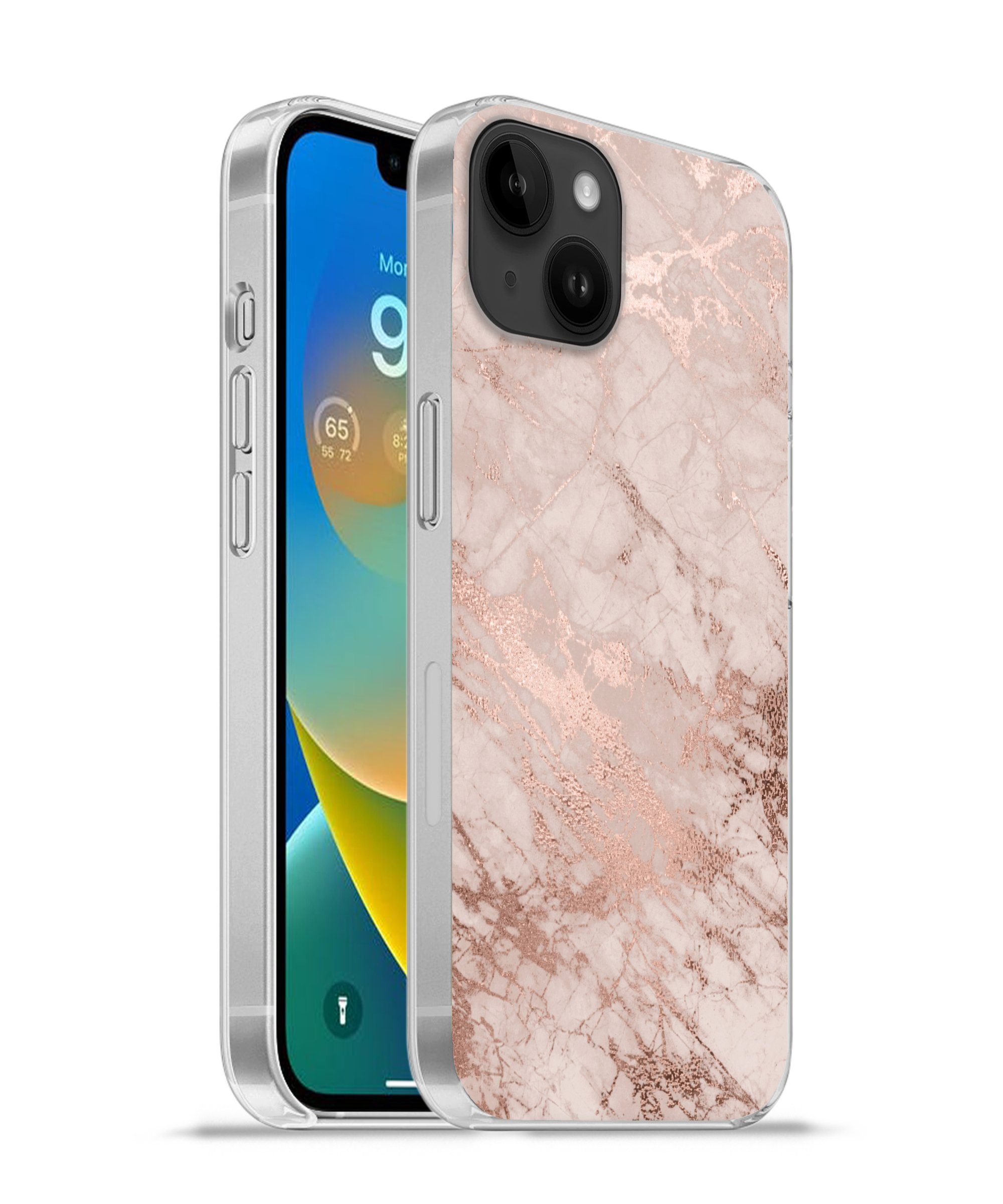 MuchoWow Handyhülle für Apple iPhone 14 Plus Marmor - Rosa - Luxus - Marmoroptik - Glitzer, Smartphone-Bumper, Print, Handy Schutzhülle Dünn