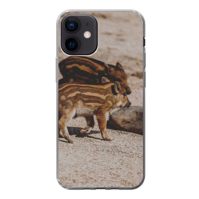 MuchoWow Handyhülle Baby - Wildschweine - Wild Handyhülle Apple iPhone 12 Smartphone-Bumper Print Handy