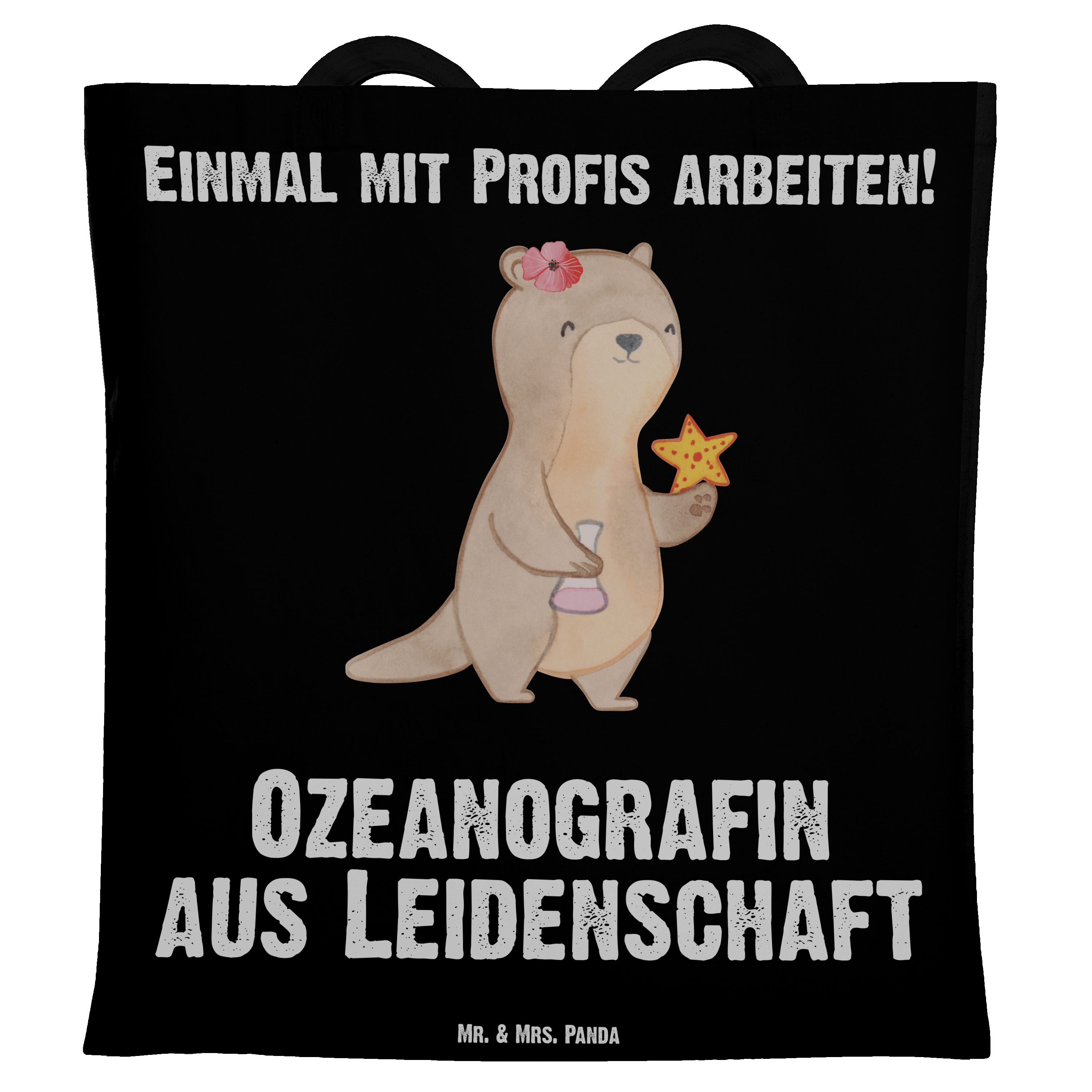 - (1-tlg) Tragetasche Schwarz Geschenk, & Meereskundler, aus Panda - Mr. Leidenschaft Mrs. Ozeanografin Be