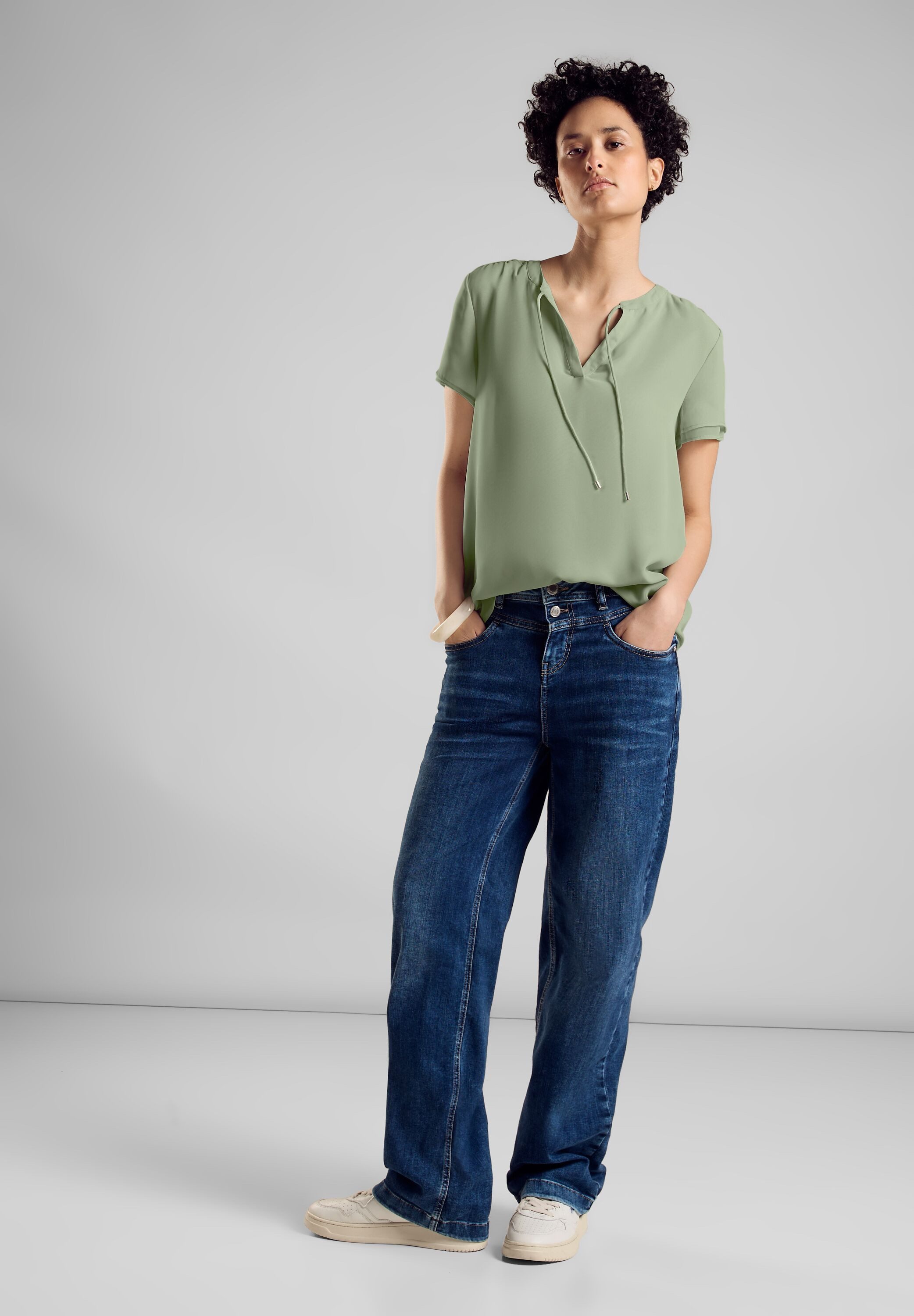 STREET ONE Chiffonbluse in Unifarbe