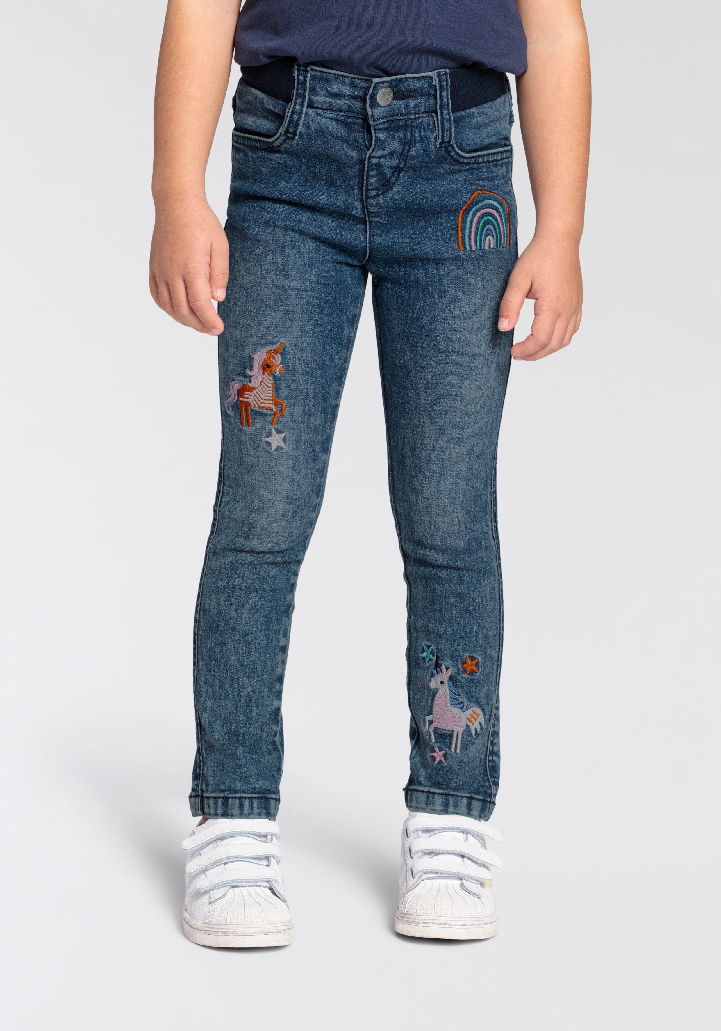 【Neue Version】 KIDSWORLD Stretch-Jeans mit toller Stickerei