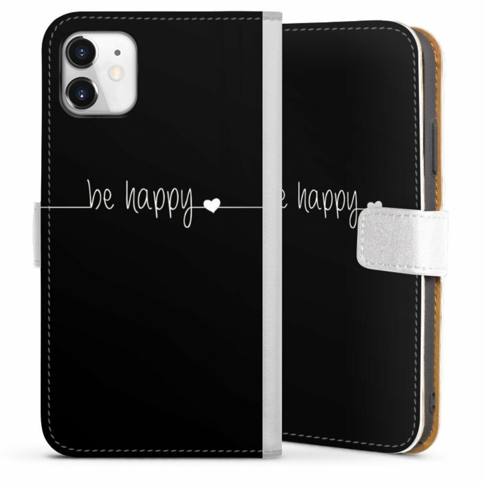 DeinDesign Handyhülle Statement Sprüche Glück Be Happy Black, Apple