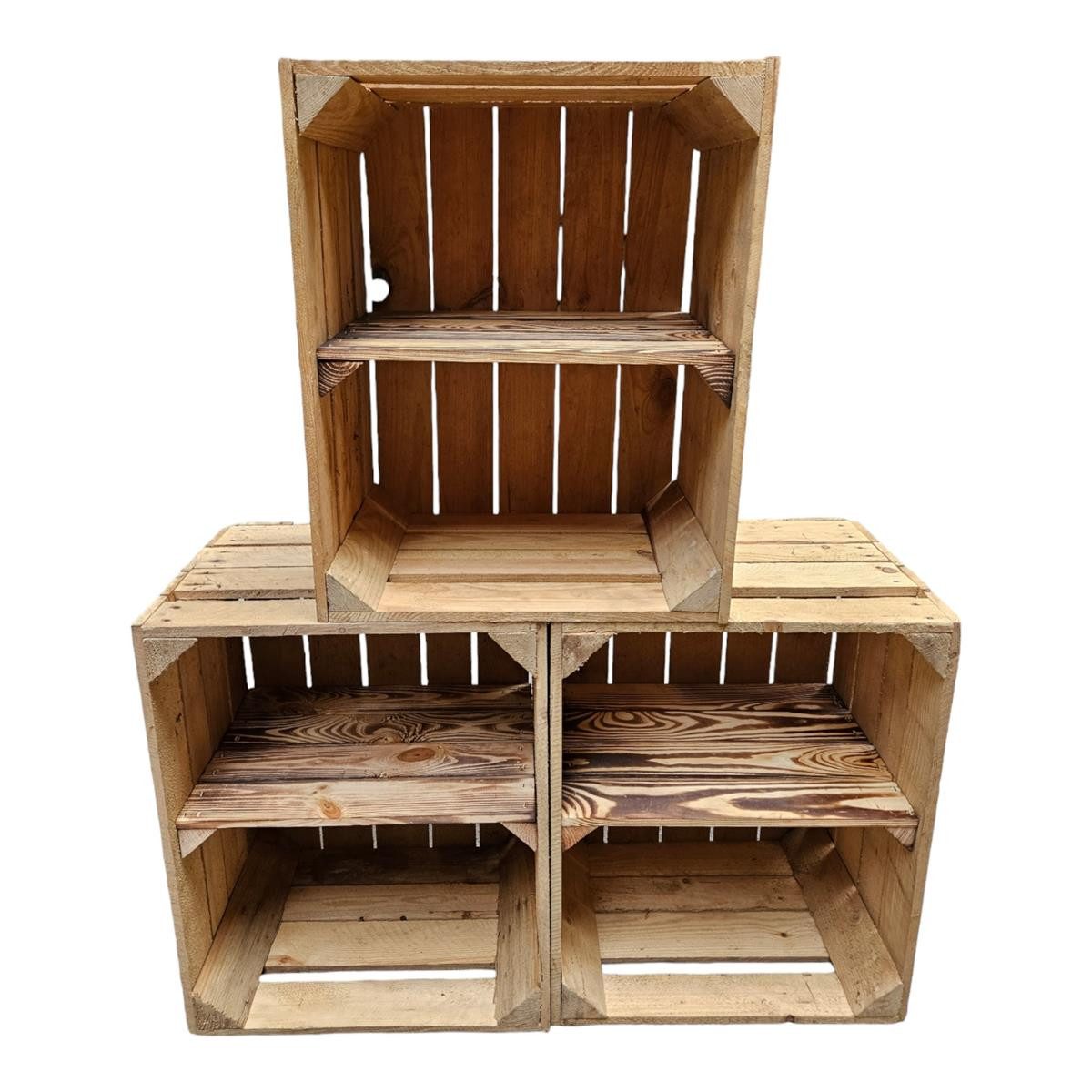 Teramico Holzkiste Holzkisten Vintage 3er Set 50 x 40 x 30cm Ablage kurz, Vintage Obstkiste