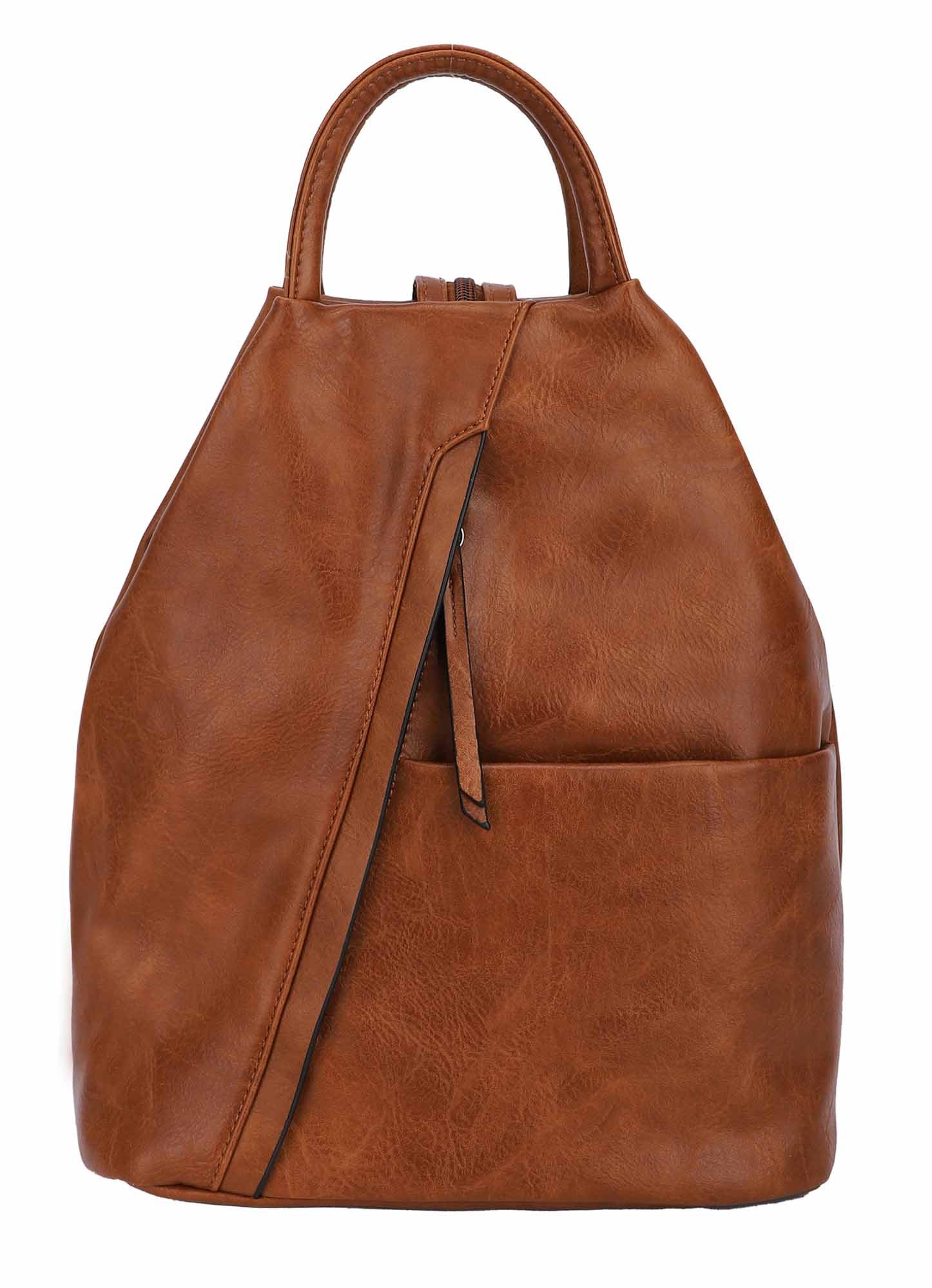 ITALYSHOP24 Rucksack Damen City- TagesRucksack Daypack Backpack Tasche Schultertasche Sport, Handtasche tragbar, Leder Optik viele Farben/Variationen, Schule Reise
