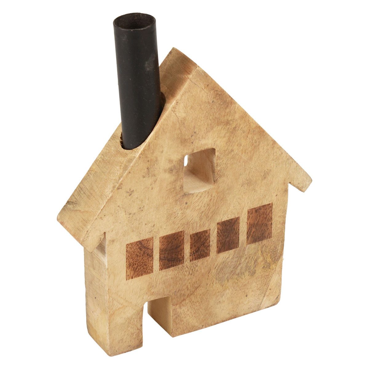 Florists Products Kerzenhalter Deko Haus Holz Kerzenhalter Schwarz Holzdeko 16,5×3,5×22cm