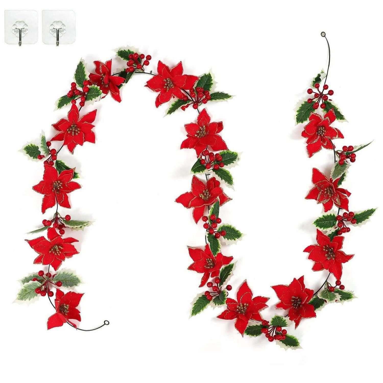 LuxusKollektion Girlanden Weihnachts-Girlande 250cm mit roten Beeren und Sternen
