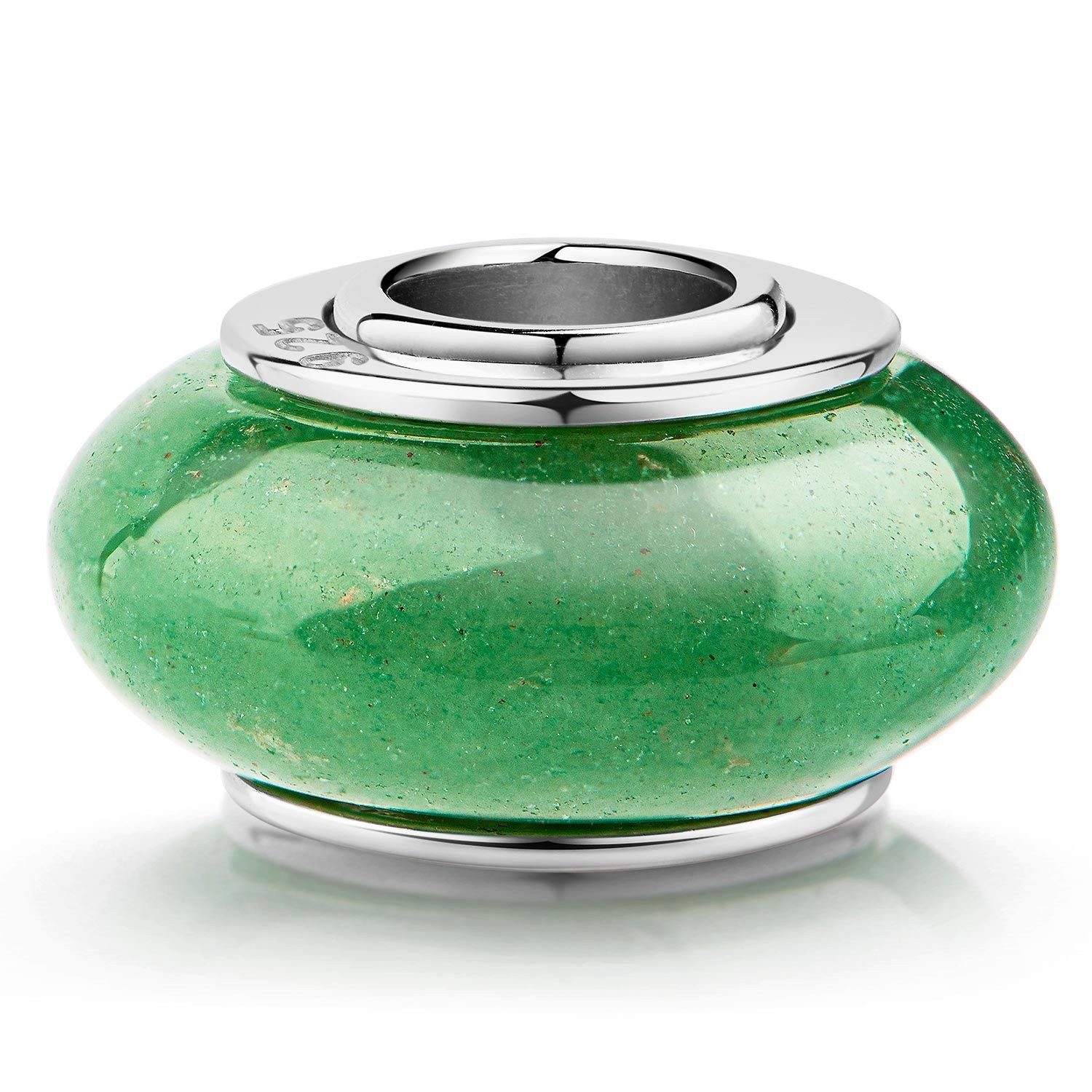 Materia Bead Naturstein Aventurin Grün 419, Kern aus 925 Sterling Silber